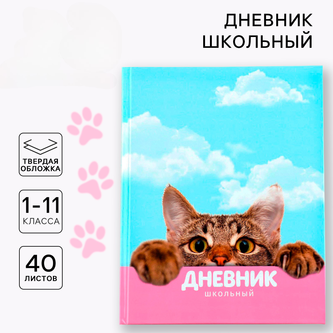 Дневник ArtFox STUDY для 1-11 класса, в твердой обложке, 40 л. "Котик" - фото 1