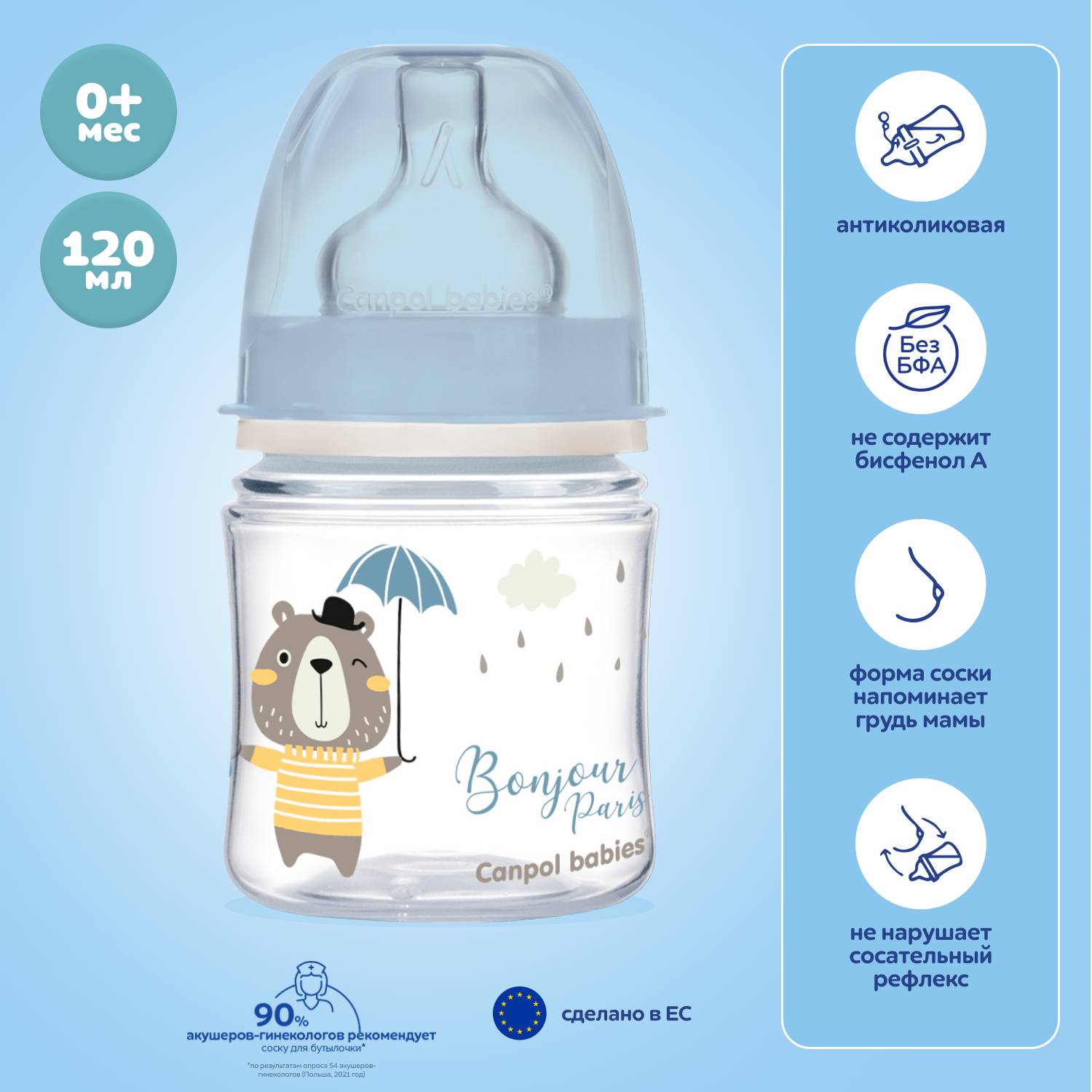 Бутылочка Canpol Babies Anti-Colic 120 мл - фото 1