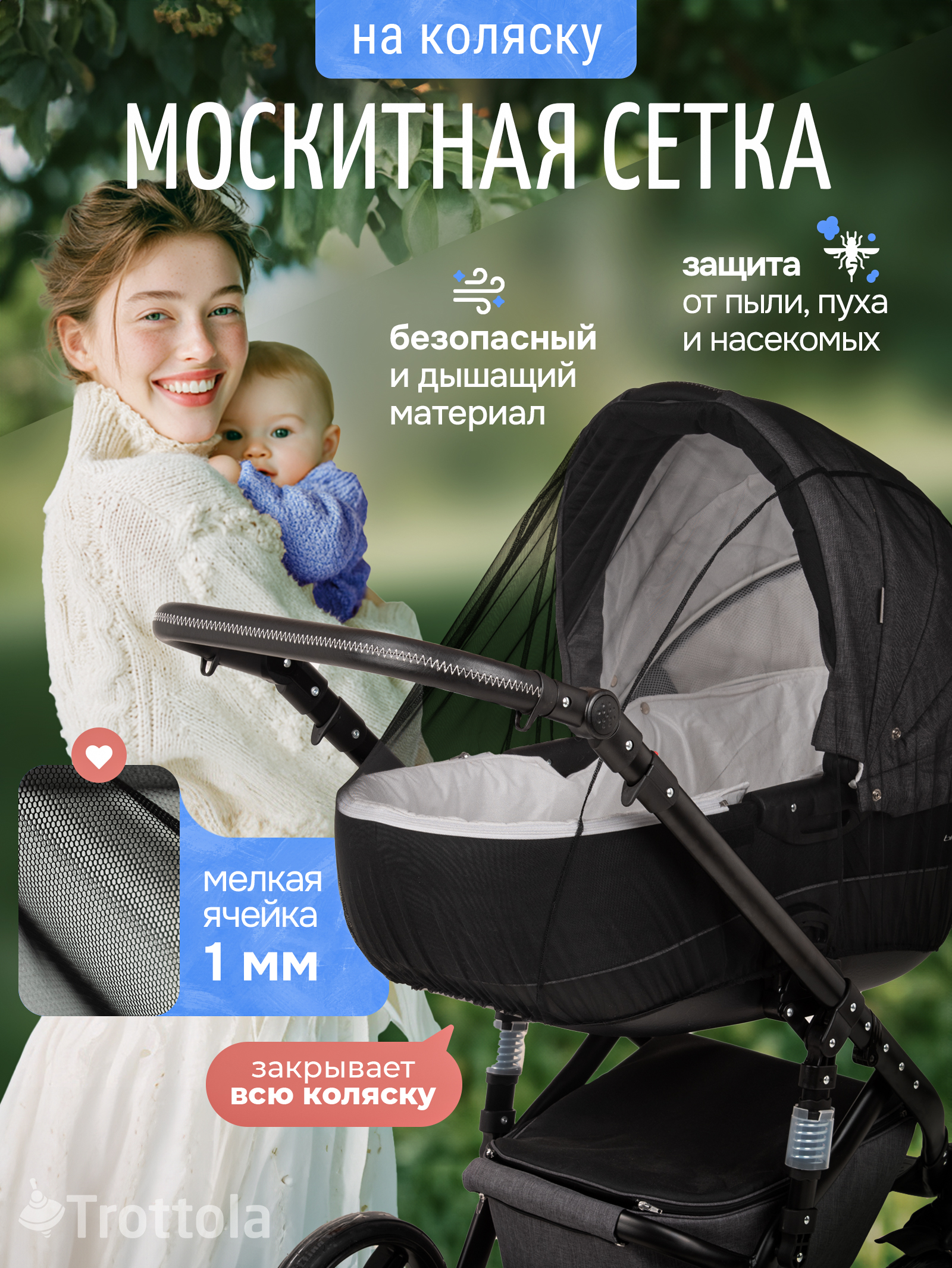 Сетка от насекомых Trottola черный Т150/чёрная - фото 1