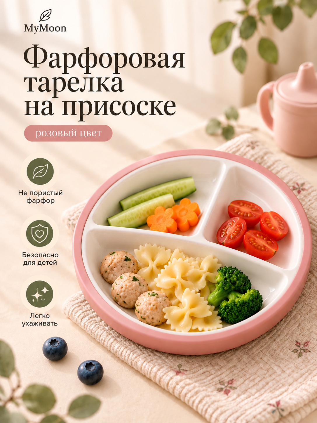 Тарелка MyMoon розовая 400 мл - фото 1