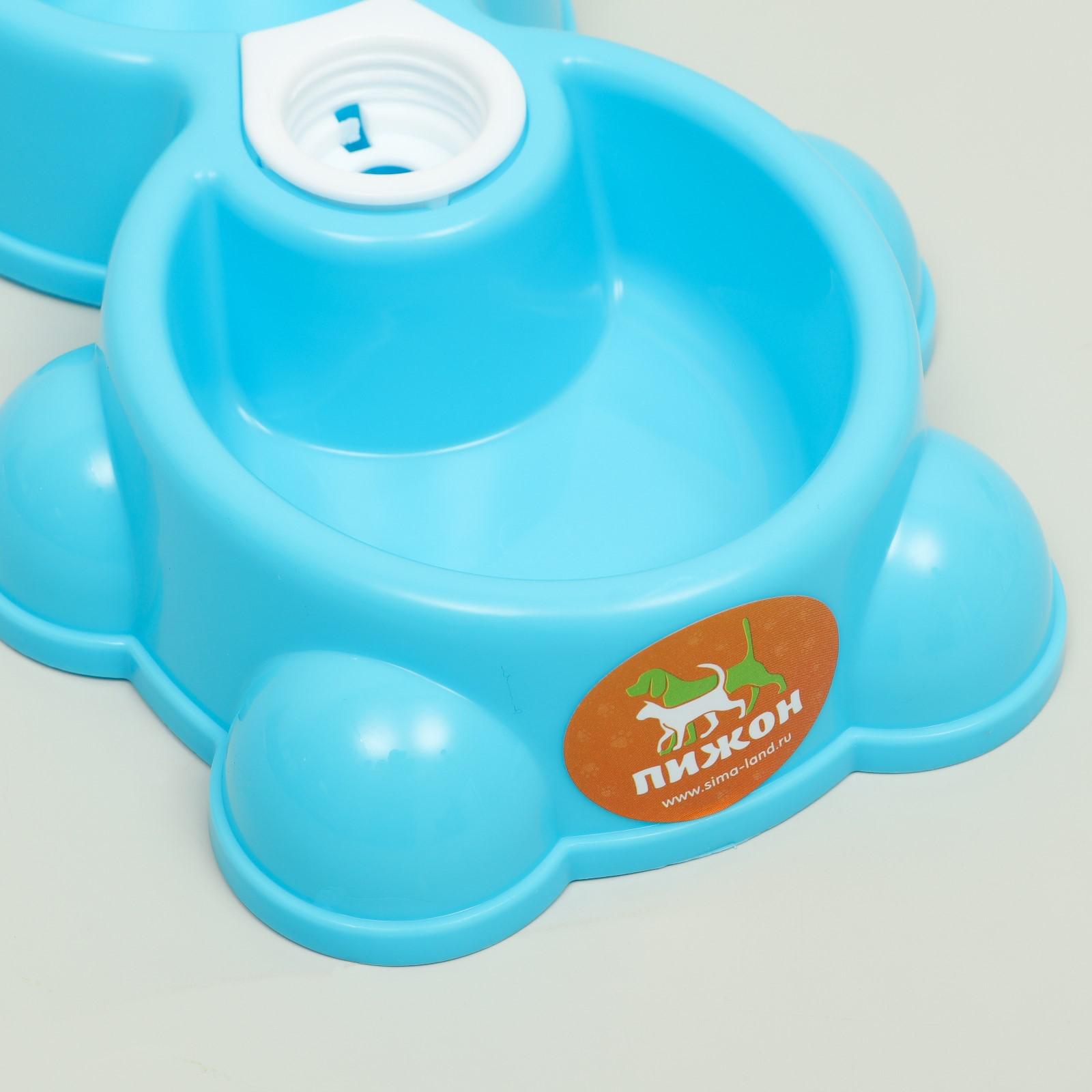 Миска Пижон двойная «Мишка» под бутылку голубая - фото 2