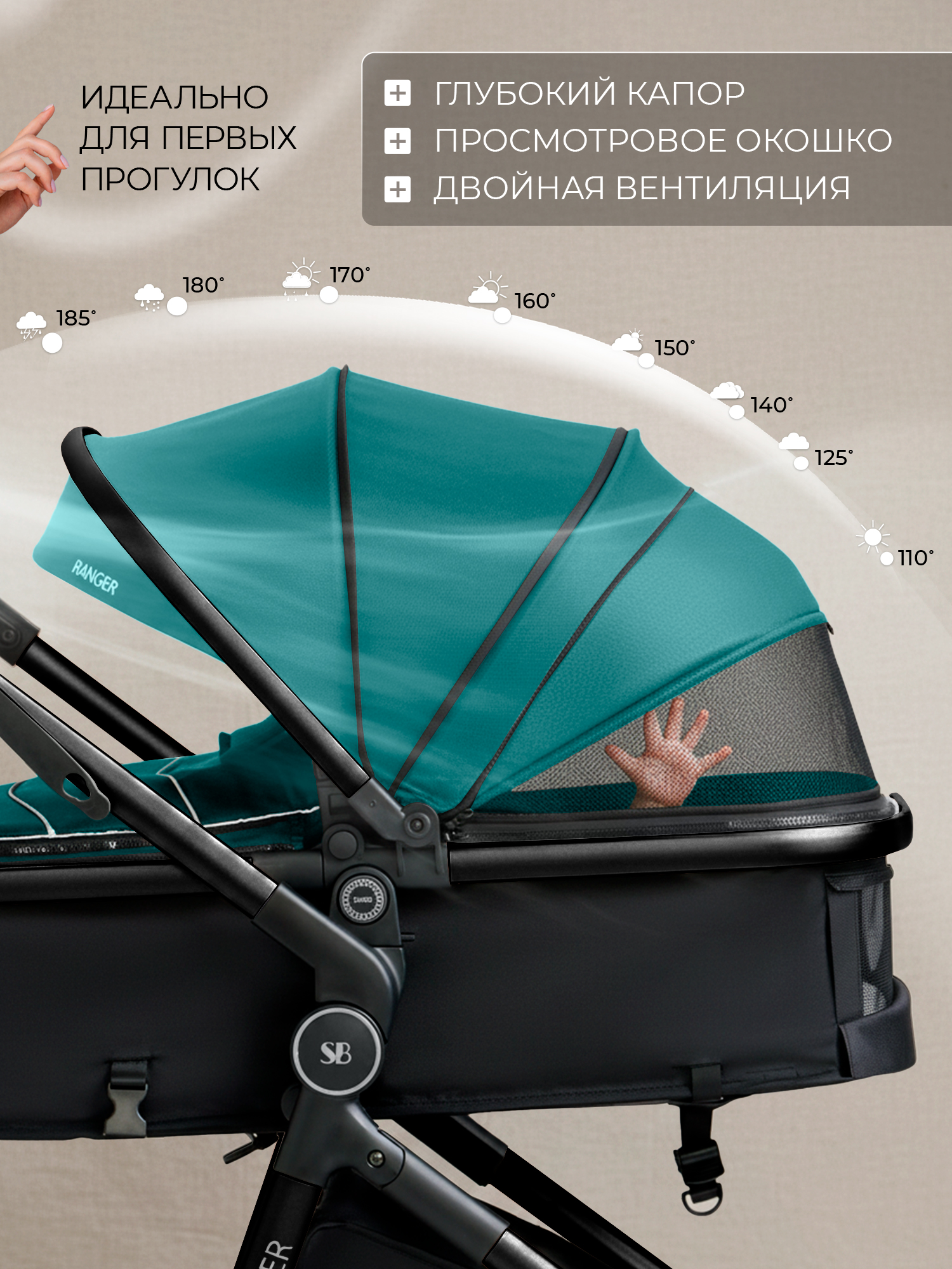 Коляска трансформер Sweet Baby зеленый - фото 2