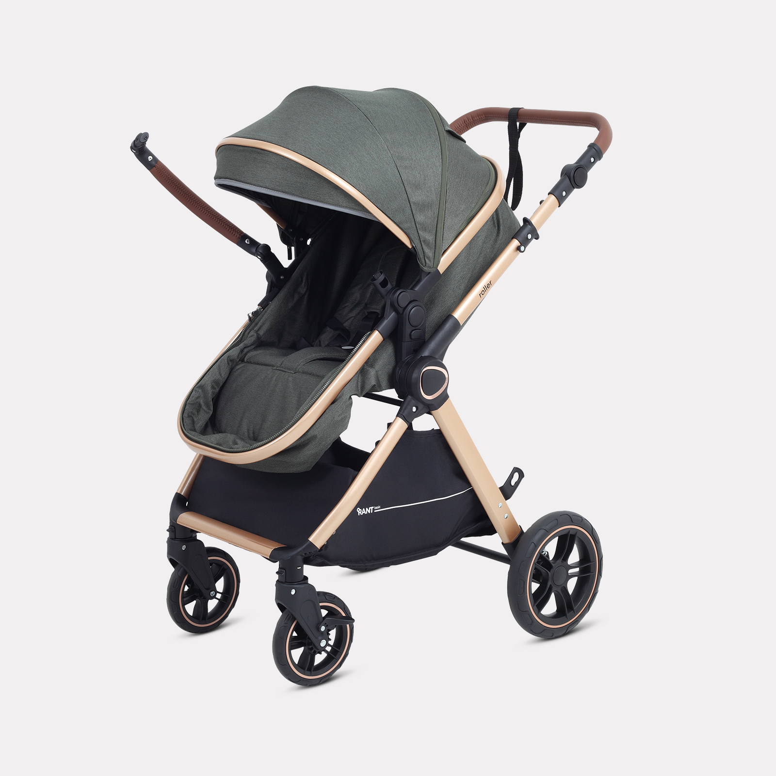Коляска трансформер Rant Basic Roller Gold 2в1, olive зеленый - фото 9