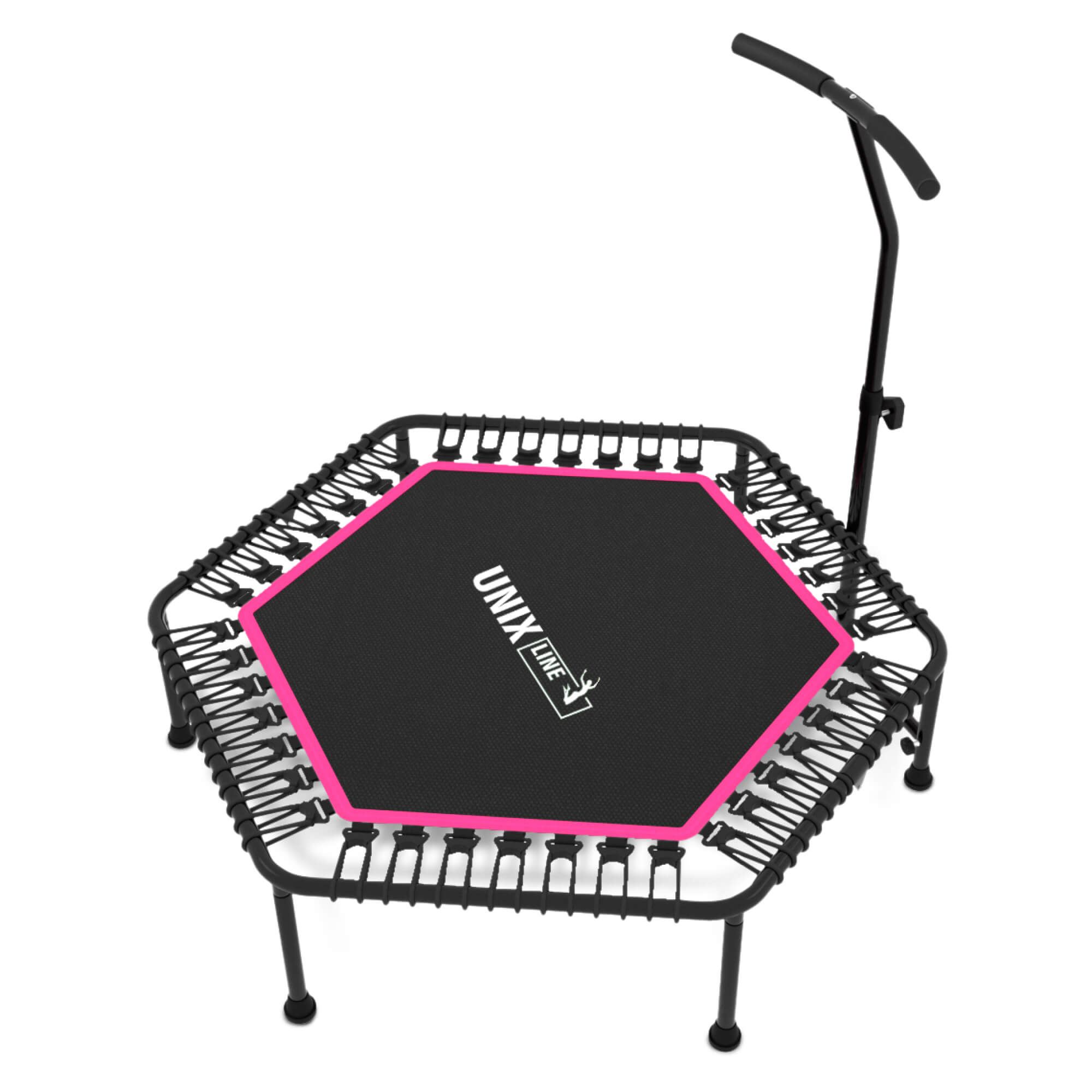 Батут спортивный с ручкой UNIX line Fitness Pink диаметр 125 см до 130 кг для джампинга - фото 14