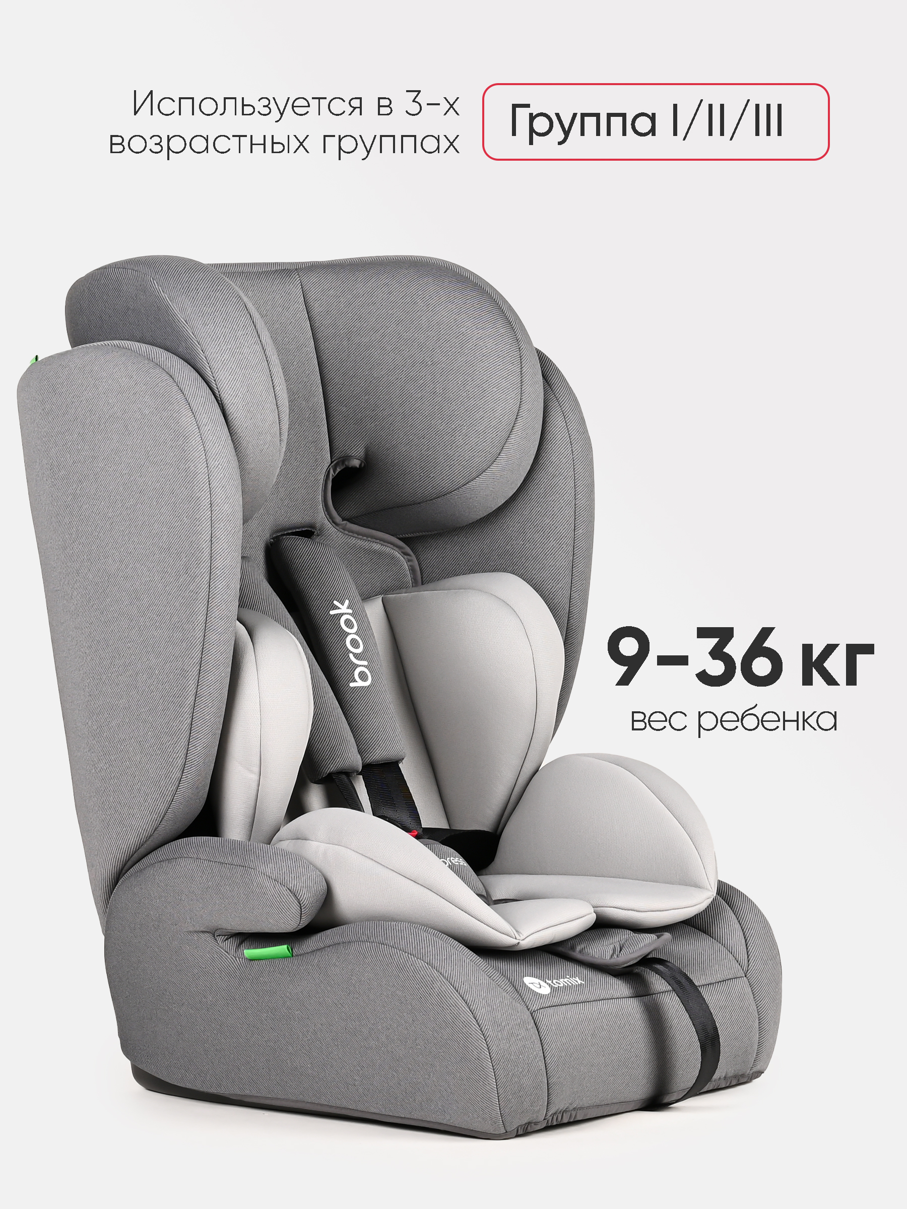 Автокресло Tomix Brook 1/2/3 (9-36 кг) серый - фото 2