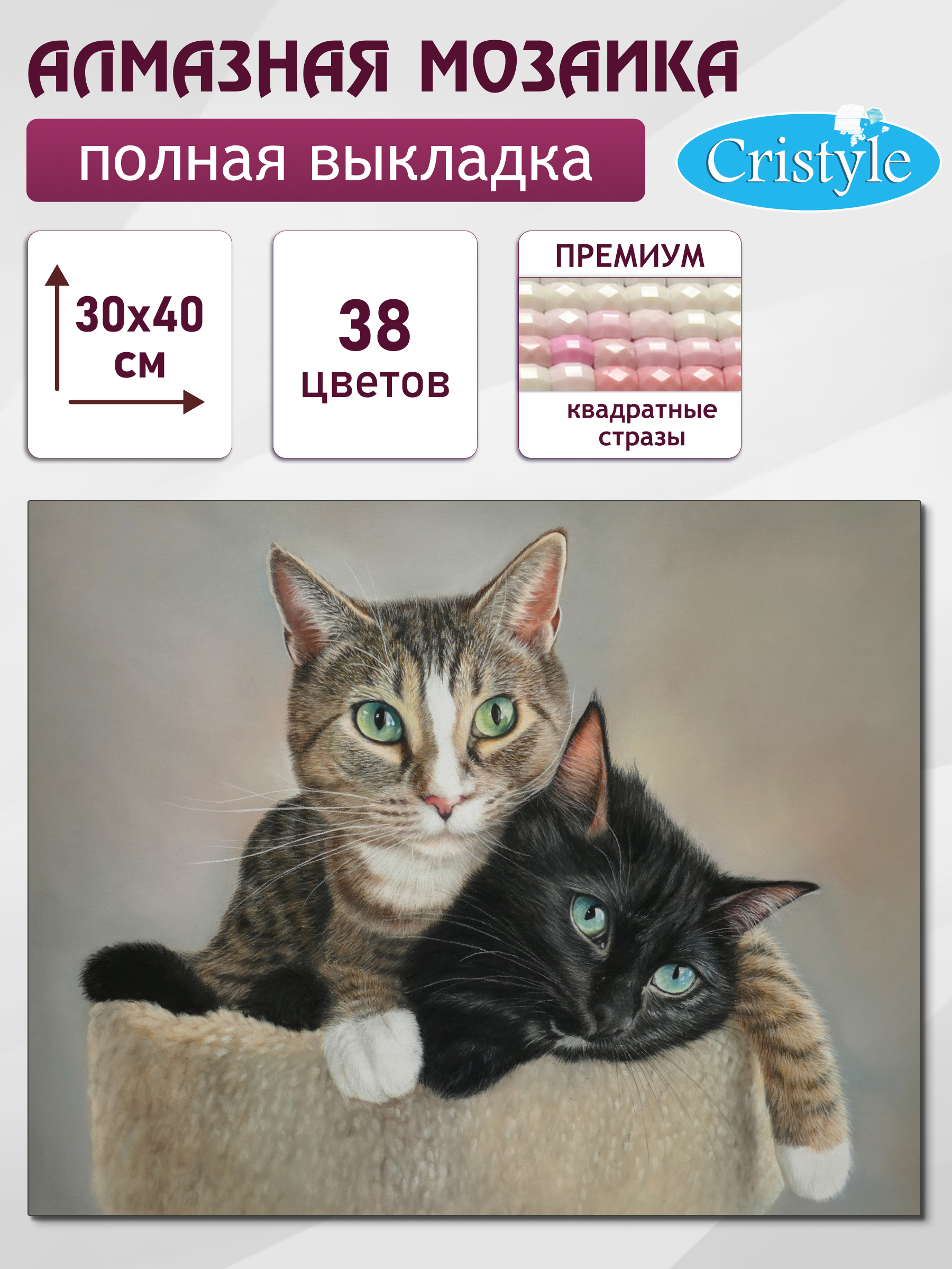 Алмазная мозаика Cristyle Котики Мимо и Кирри - фото 2