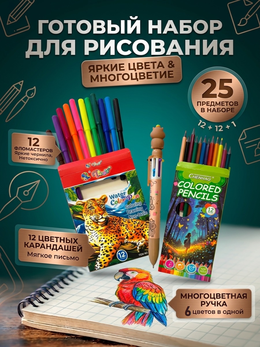 Набор канцелярский ТОТОША Подарочный мега-набор в школу 54 предм. - фото 6