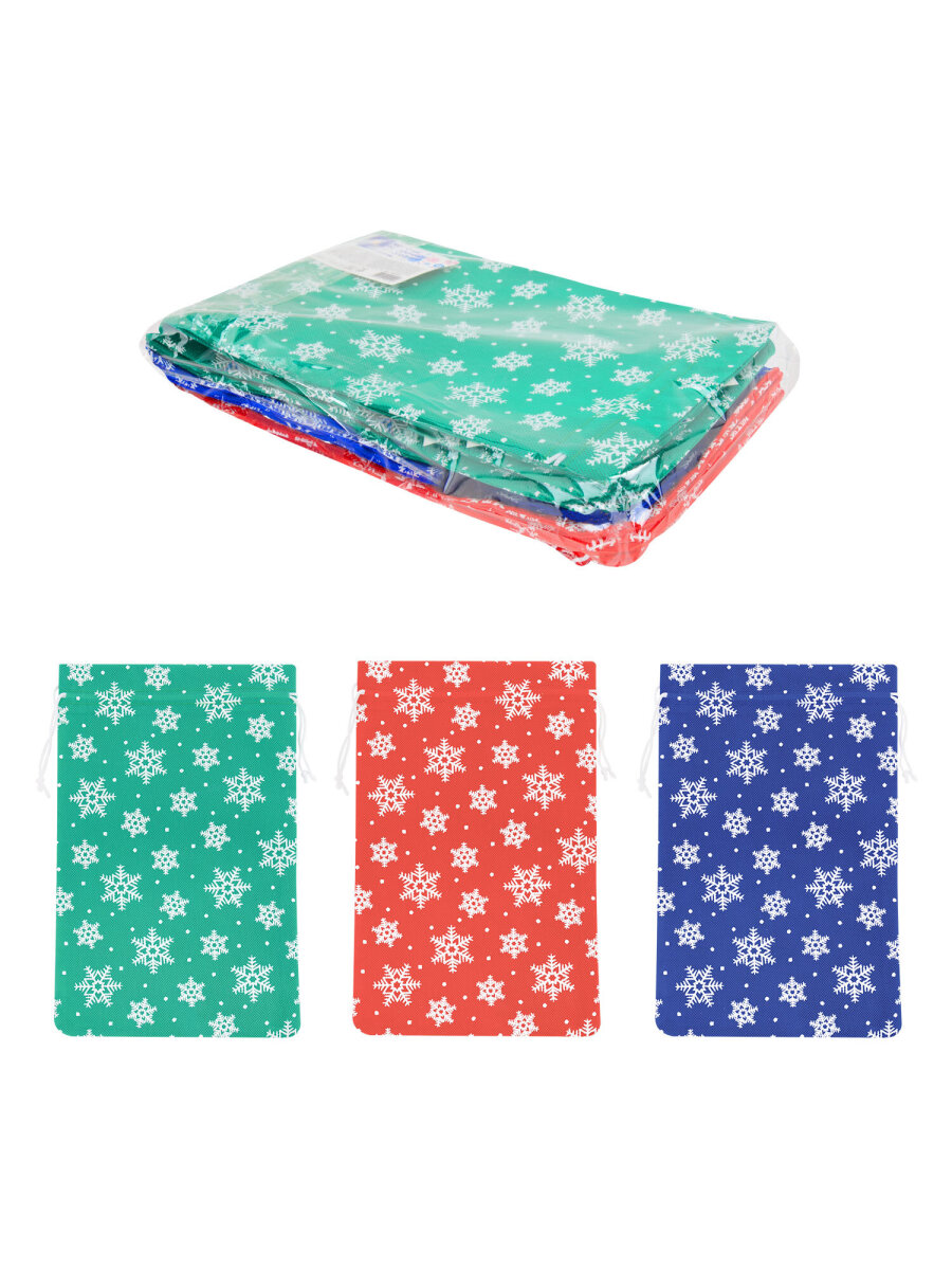 Мешки для подарков новогодние Золотая сказка 30х20 см набор 3 штуки - фото 5