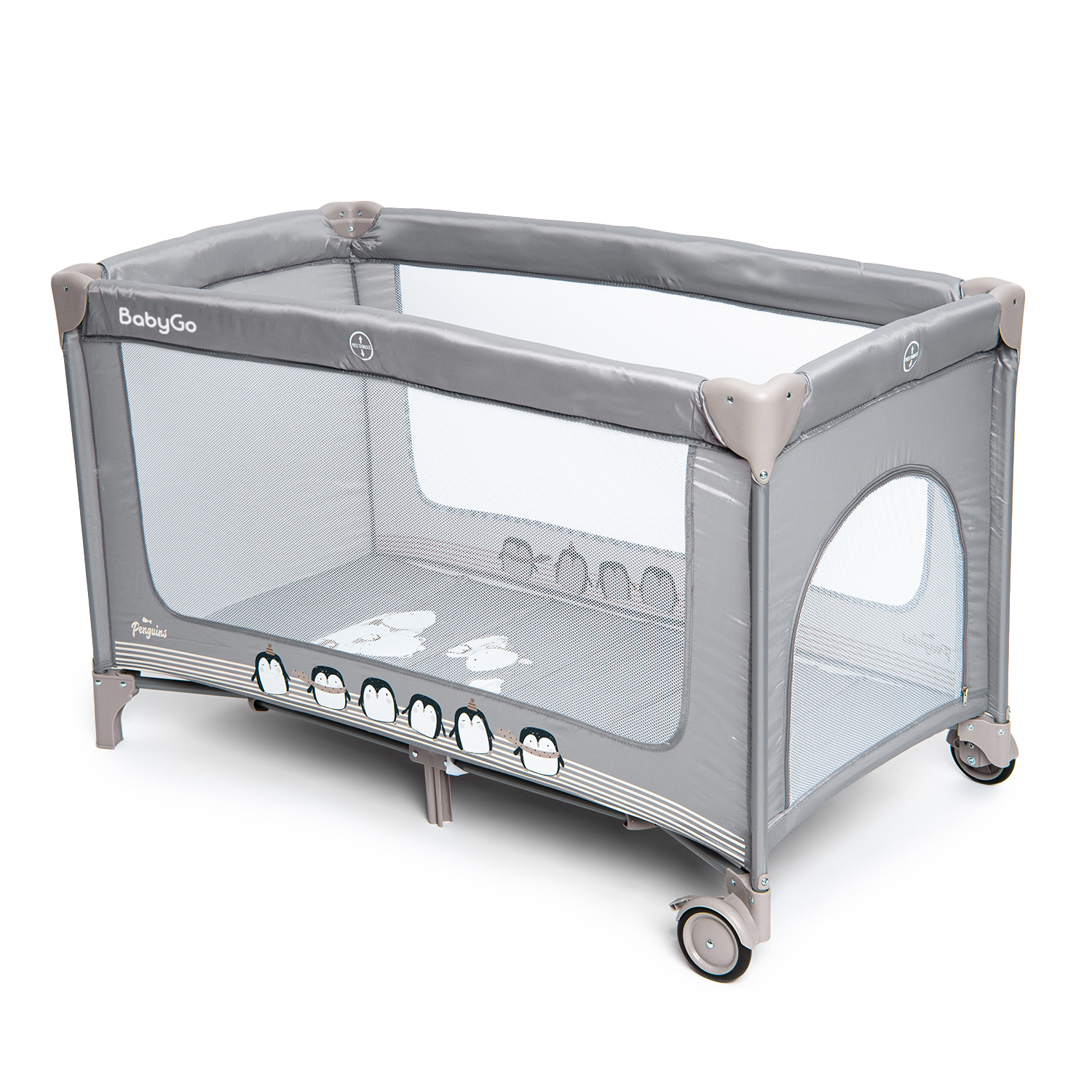 Манеж кровать BabyGo Play Box New серый P612 - фото 5