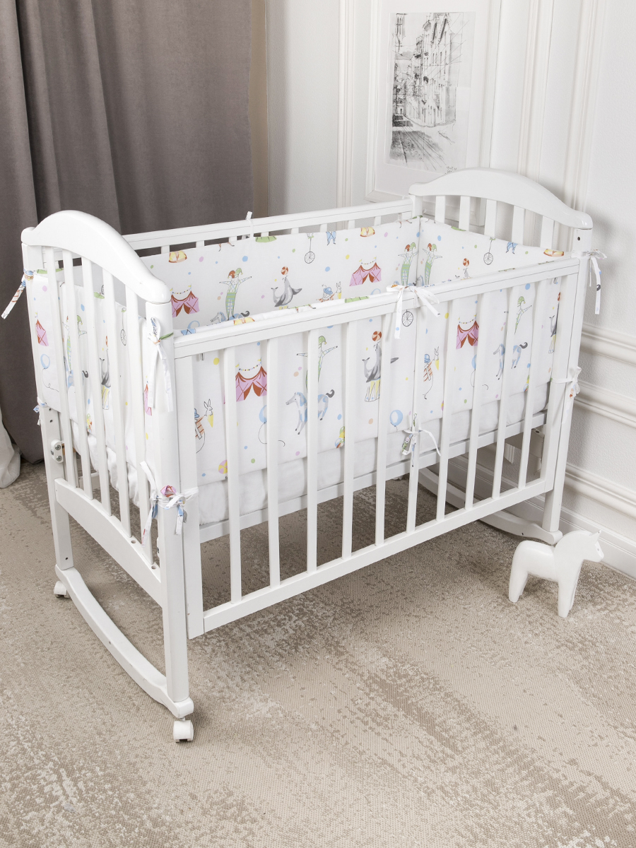 Изображение товара Бортики Baby Nice Кроватка 4 шт 120x35/60x35 см гипоаллергенный хлопок
