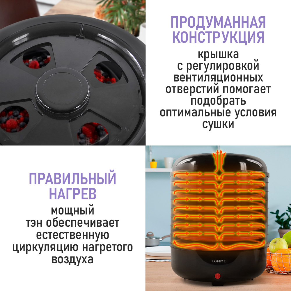 Дегидратор сушилка для овощей LUMME LFD-108PP - фото 2