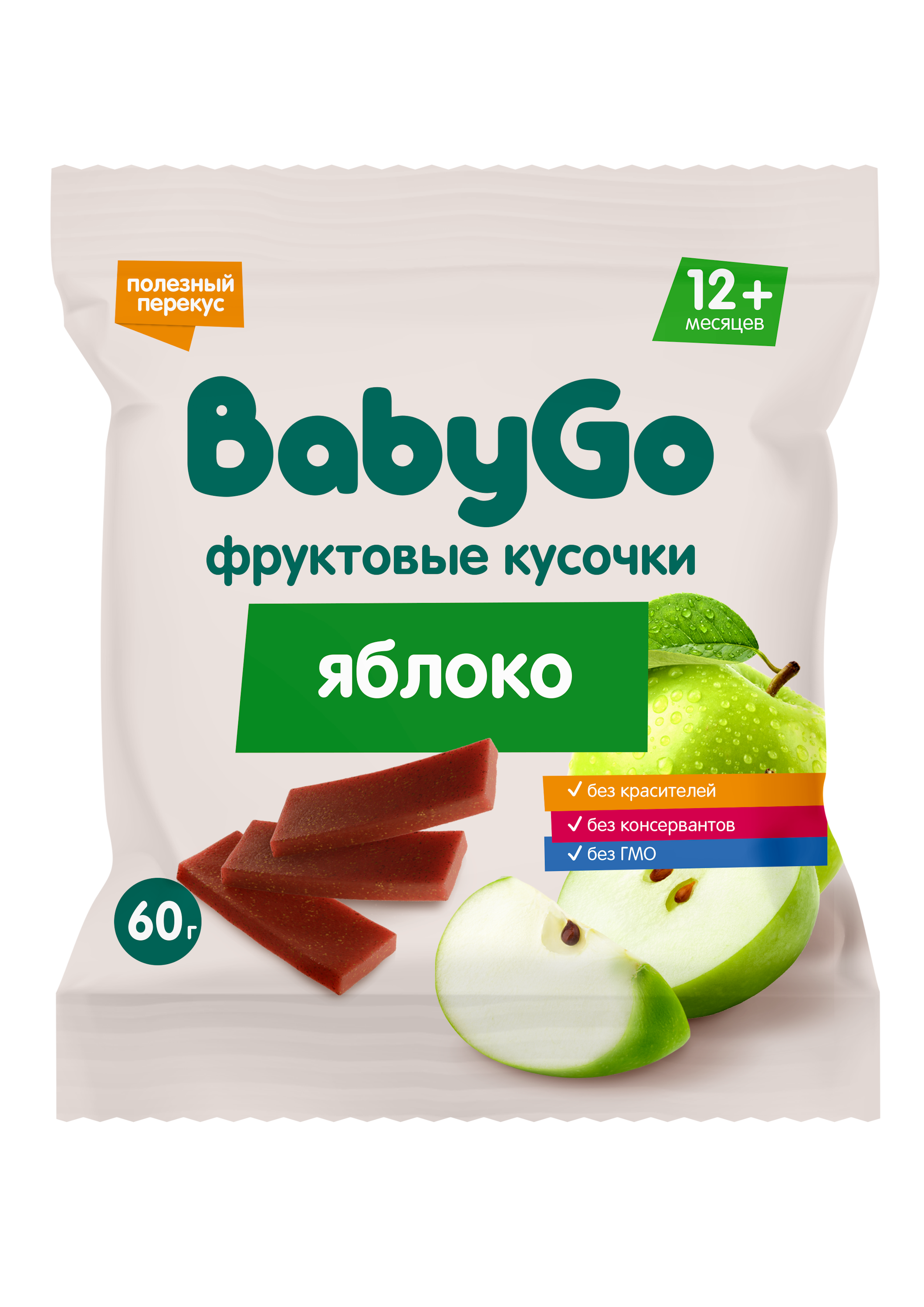 Кусочки фруктовые BabyGo из яблок 60г - фото 1