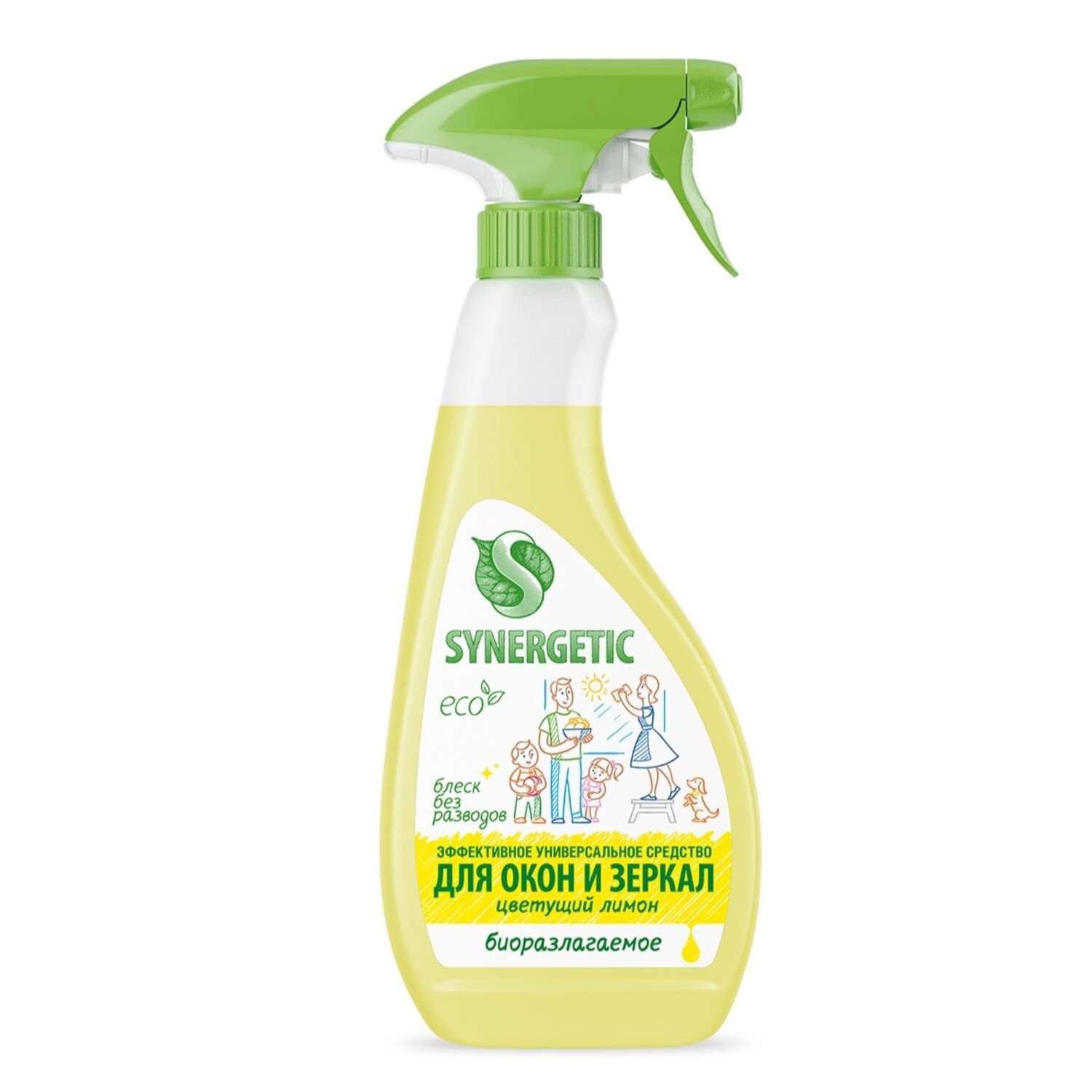 Моющее средство Synergetic Цветущий лимон 500 мл для стекол и зеркал - фото 1