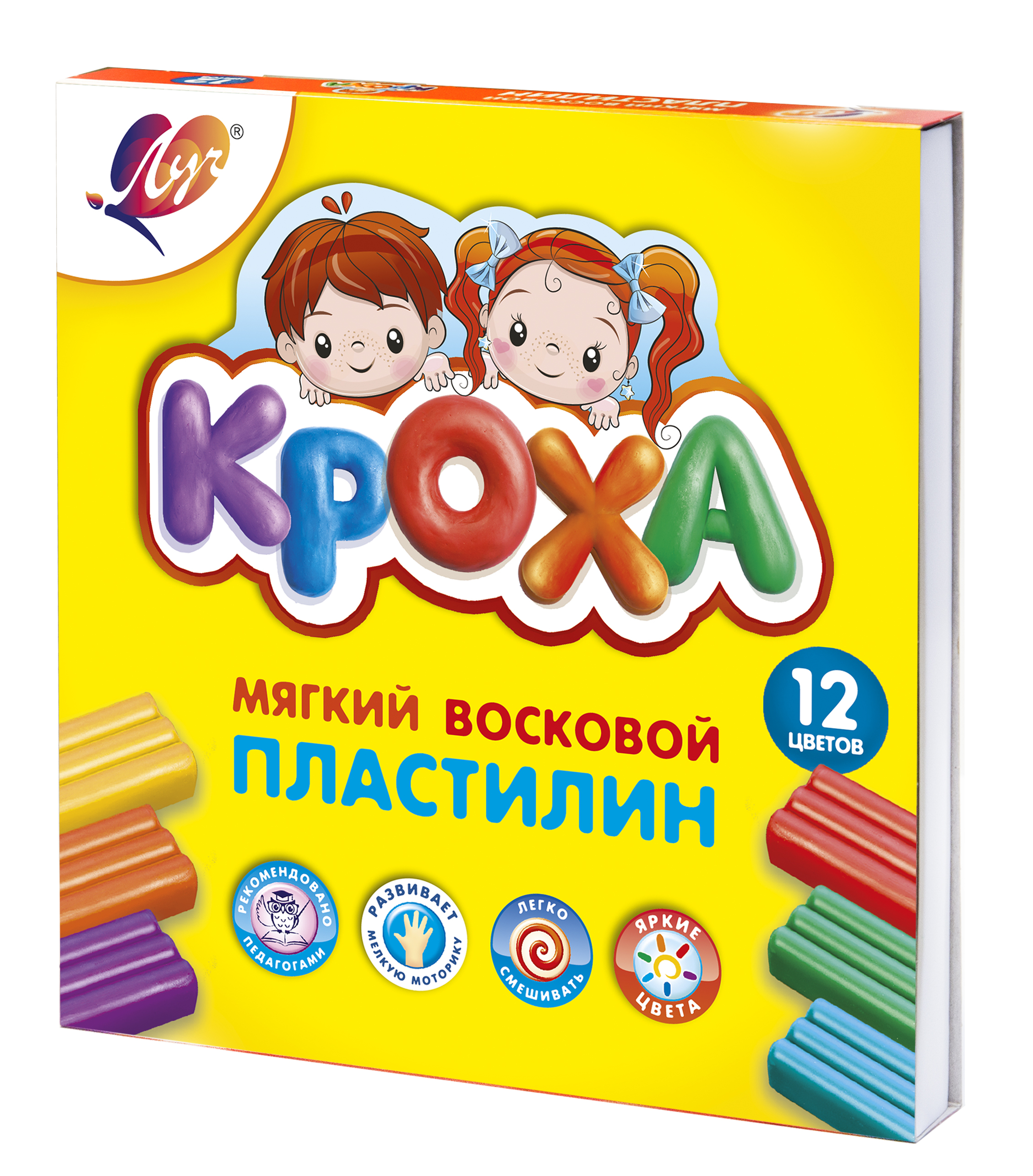 Пластилин Луч восковой 12 цв. - фото 1