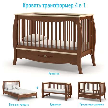 Детская кроватка Nuovita прямоугольная, универсальный маятник (темный орех)