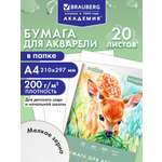 Художественная бумага Brauberg для акварели 20 лист.