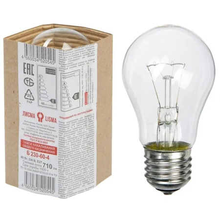 Лампа накаливания Лисма Груша 60W E27