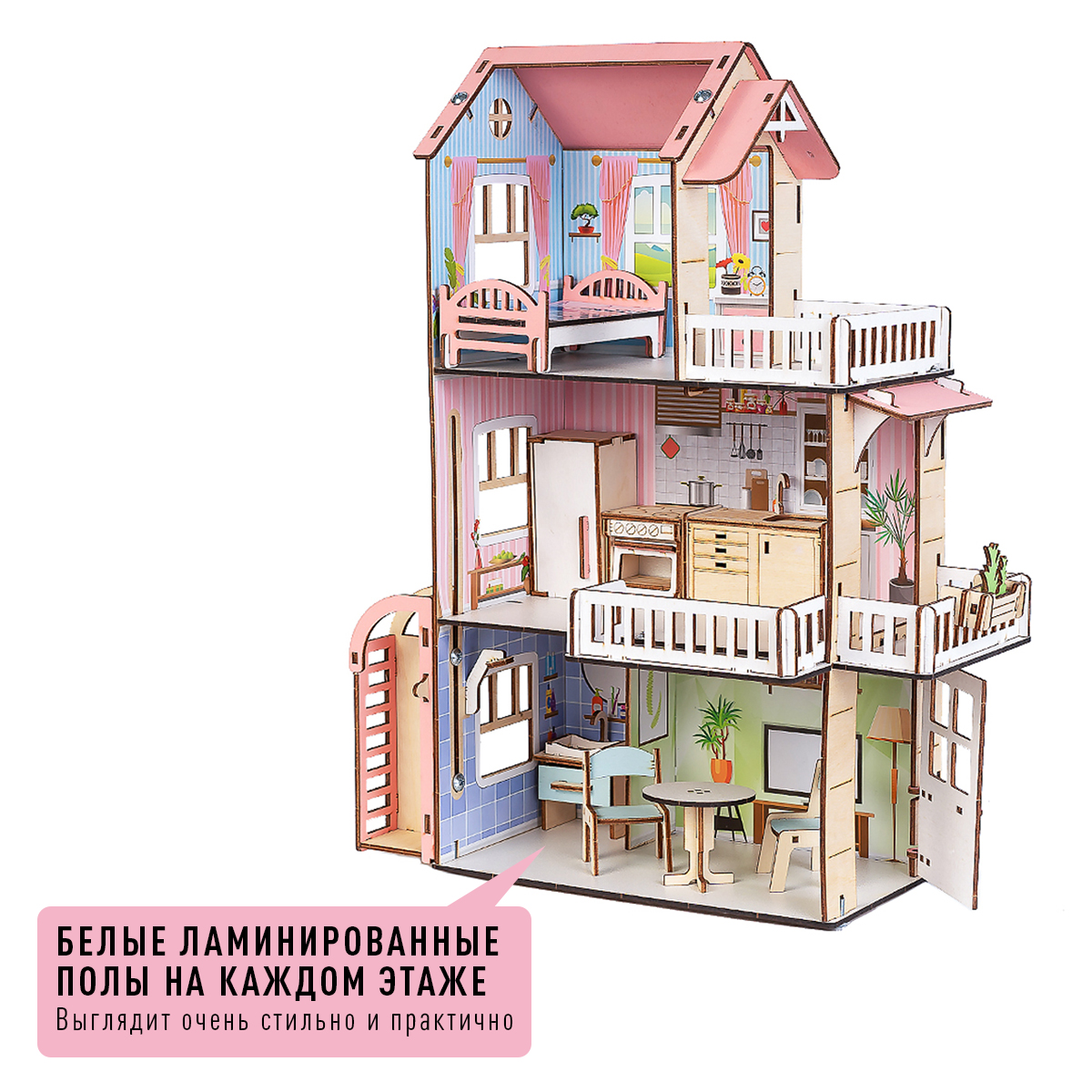 Домик для кукол M-WOOD 47 см с мебелью 3091 - фото 11