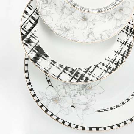 Набор столовой посуды Arya Home Collection для кухни Arya Mandala Elegant 24 предмета на 6 персон фарфор