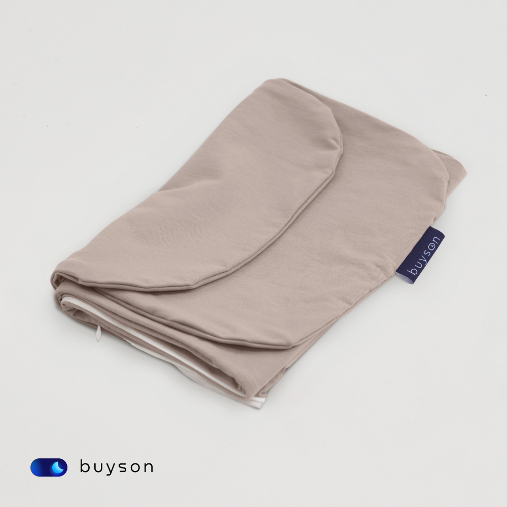 Наволочка для подушки-обнимашки buyson BuyComfy серая, хлопковый трикотаж, 160x35 см - фото 6