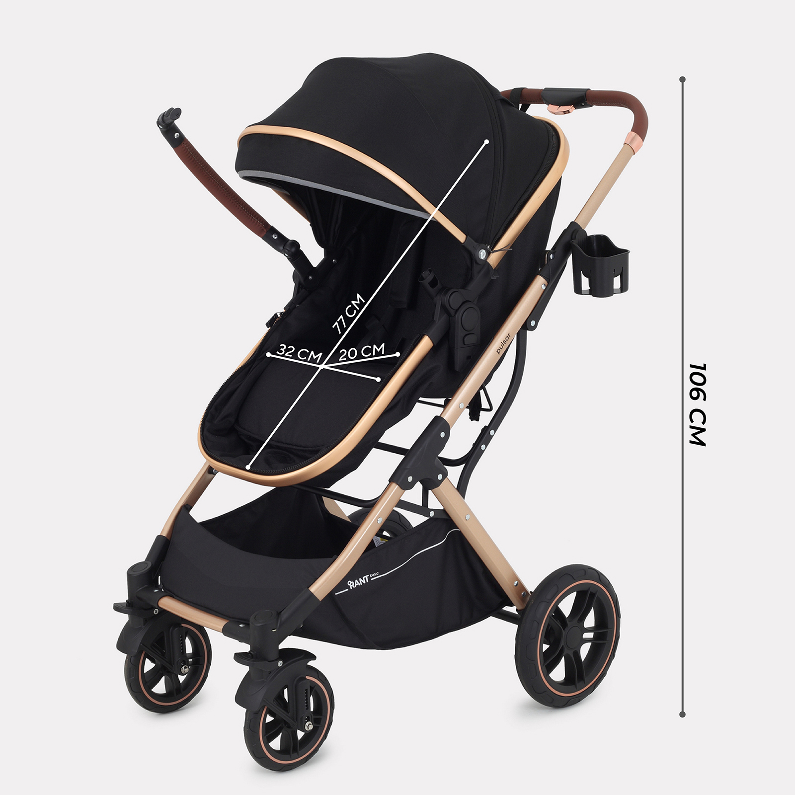 Коляска трансформер Rant Basic PULSAR GOLD (2в1) черный - фото 4