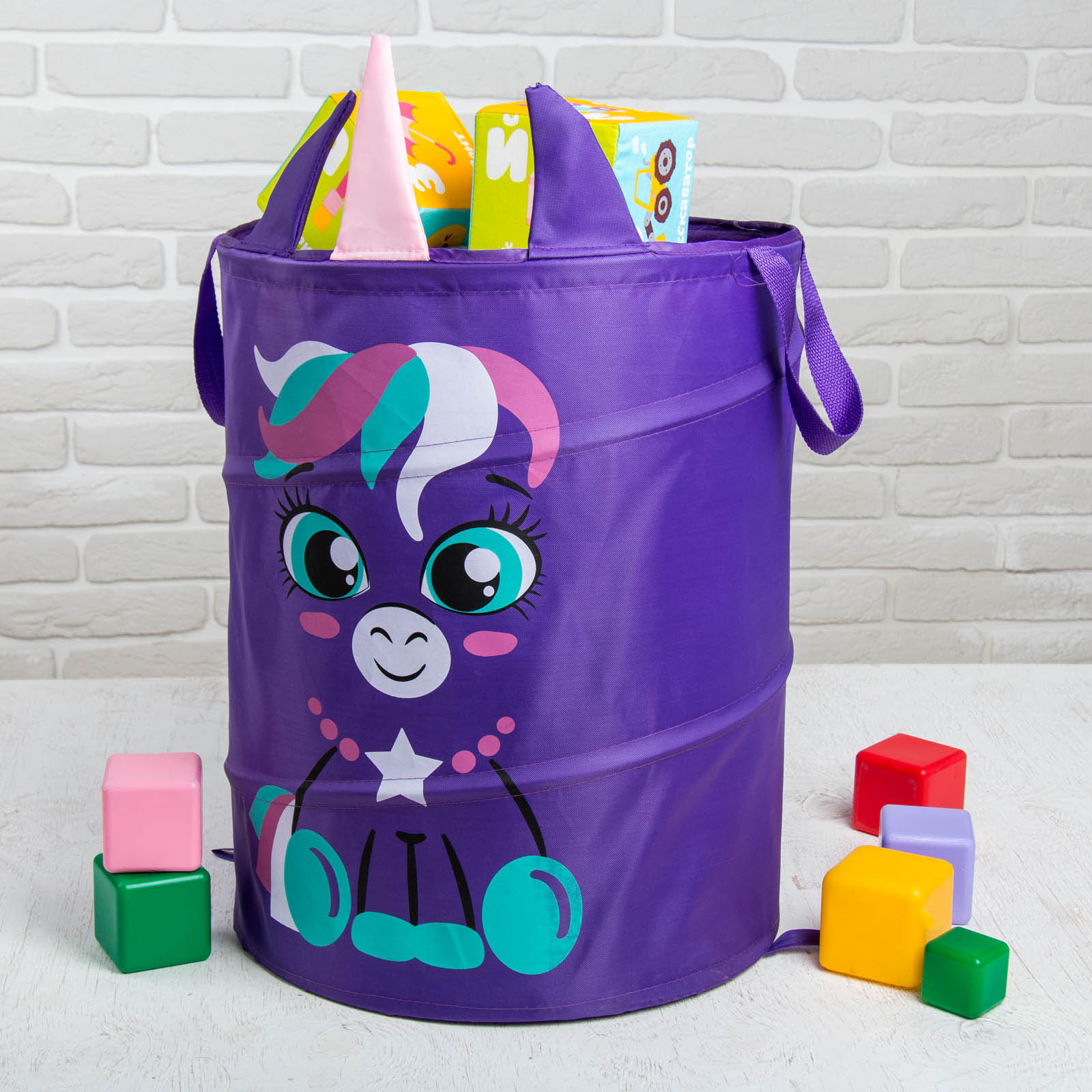 Корзина для игрушек Школа Талантов Единорог с ручками - фото 2