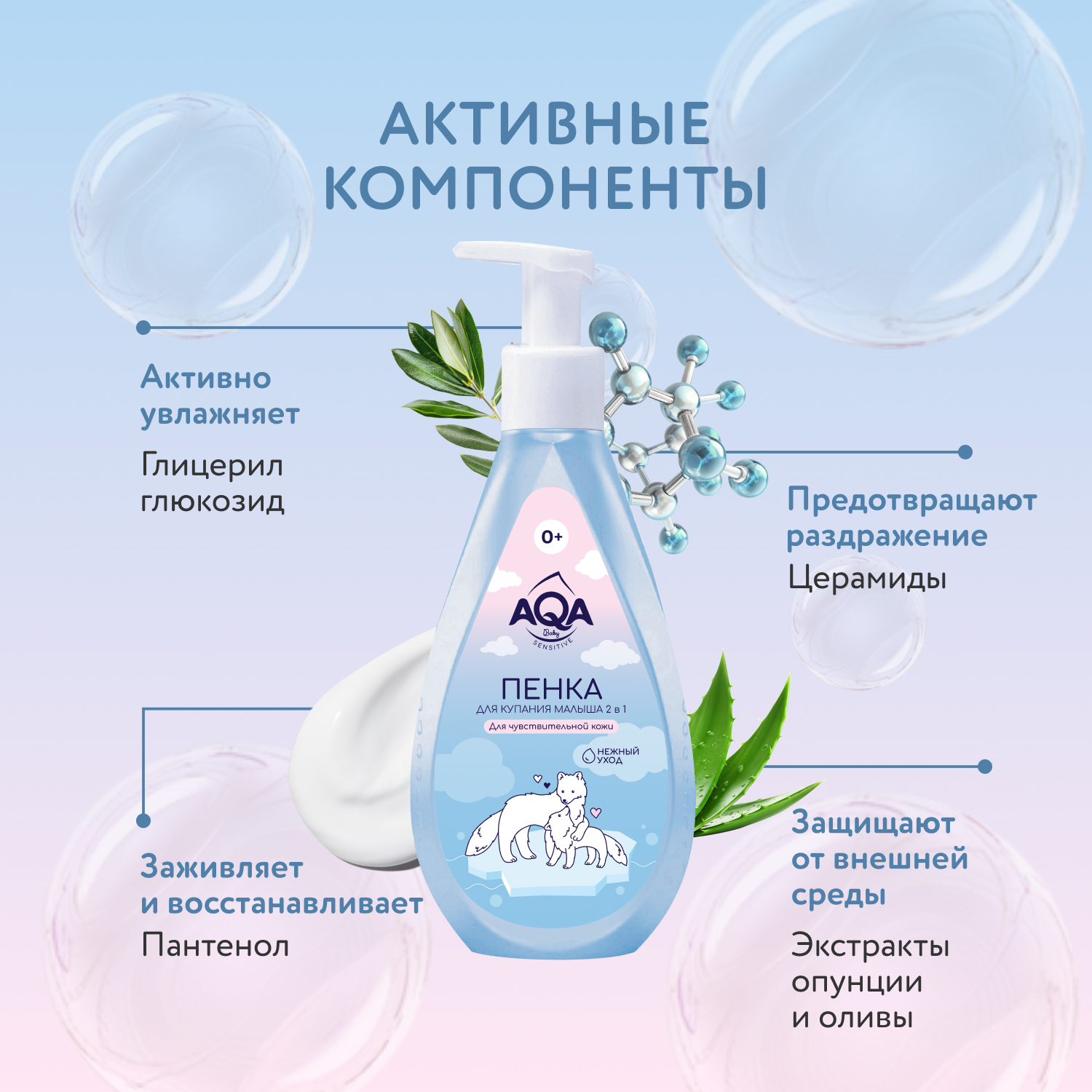 Пена AQA baby Нежный уход 250 мл - фото 4
