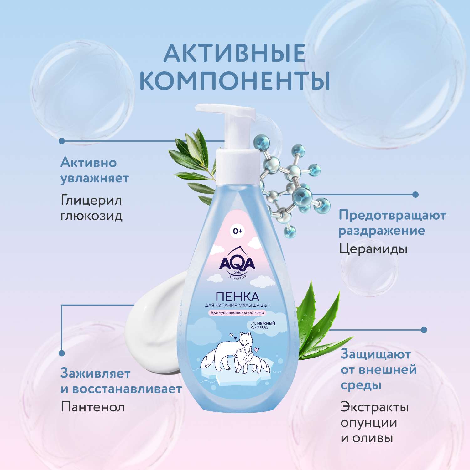 Пена AQA baby Нежный уход 250 мл - фото 4
