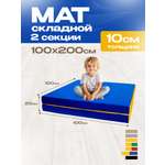 Мат спортивный KMS sport № 8 (100 х 200 х 10) складной 1 сложение сине-жёлтый
