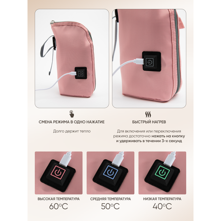 Портативный USB подогреватель Moro Baby Розовый