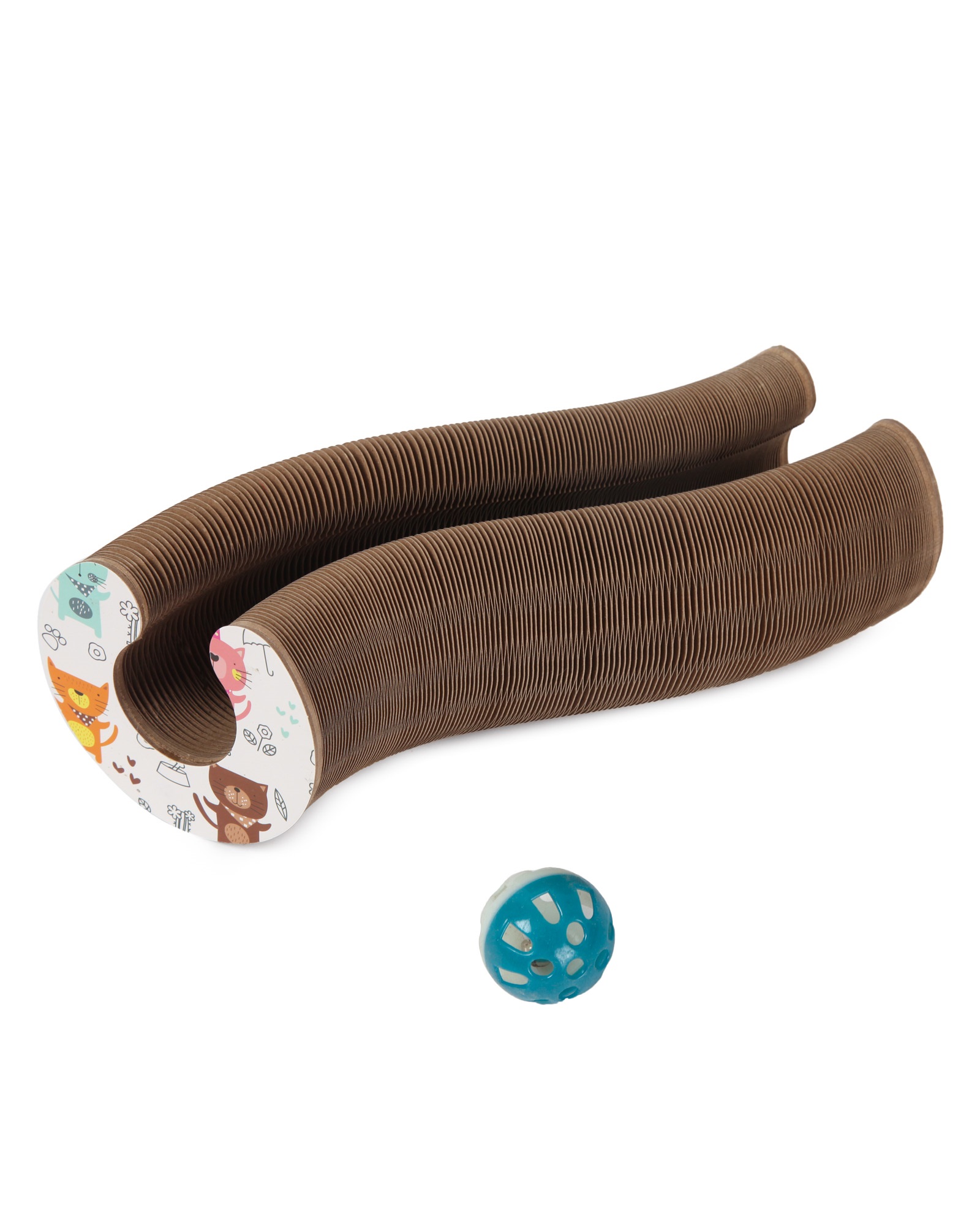 Когтеточка для кошек Barbaks Круглый трек с шариками картонная 53*25см - фото 1