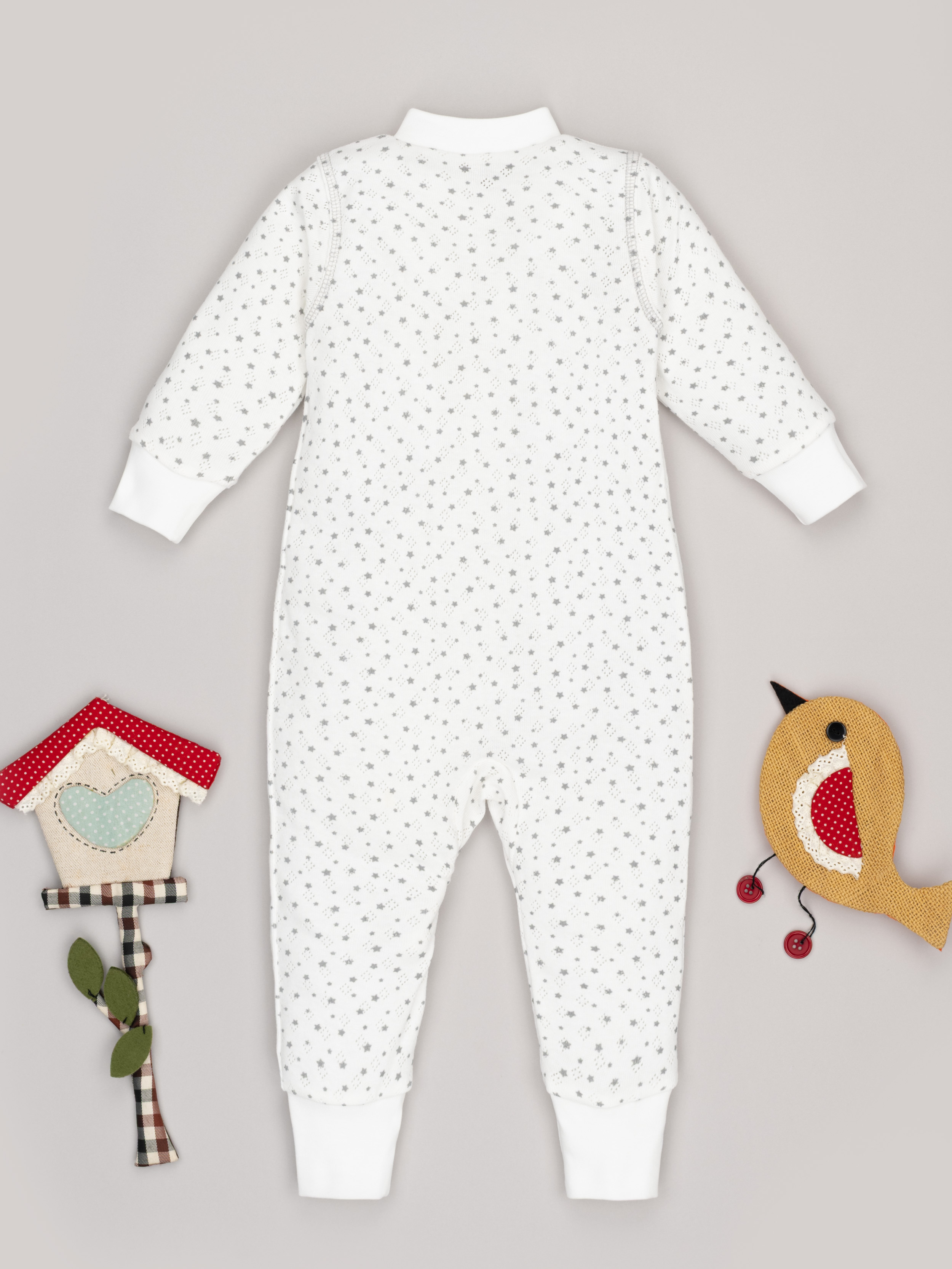 Комбинезон ТРИЯ 1022 ажурная рибана Soft экрю наб. сер зв. - фото 8