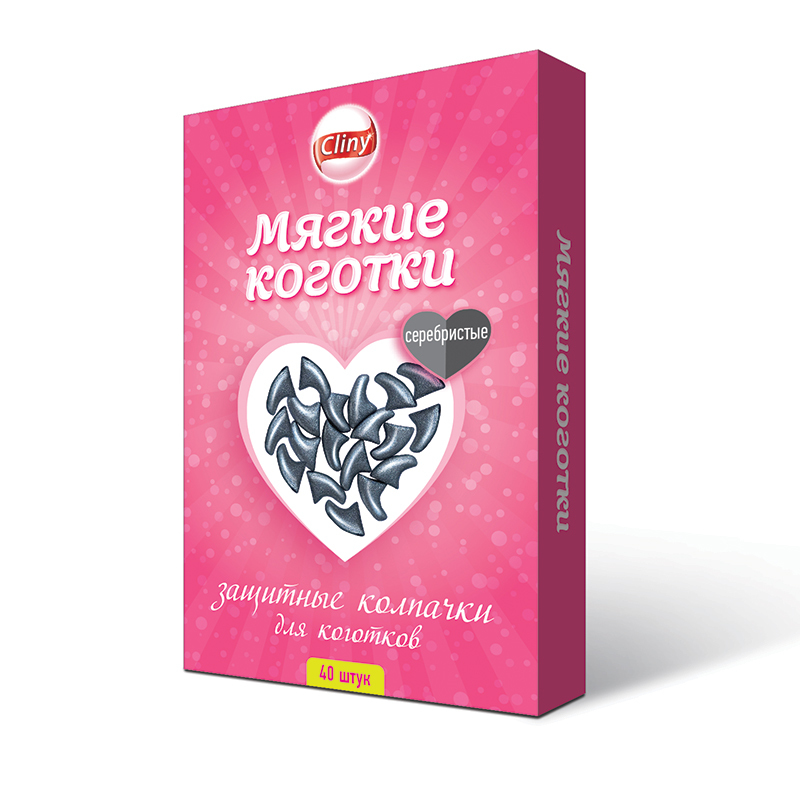 Колпачки для кошек Cliny на когти мягкие Серые 40шт - фото 1