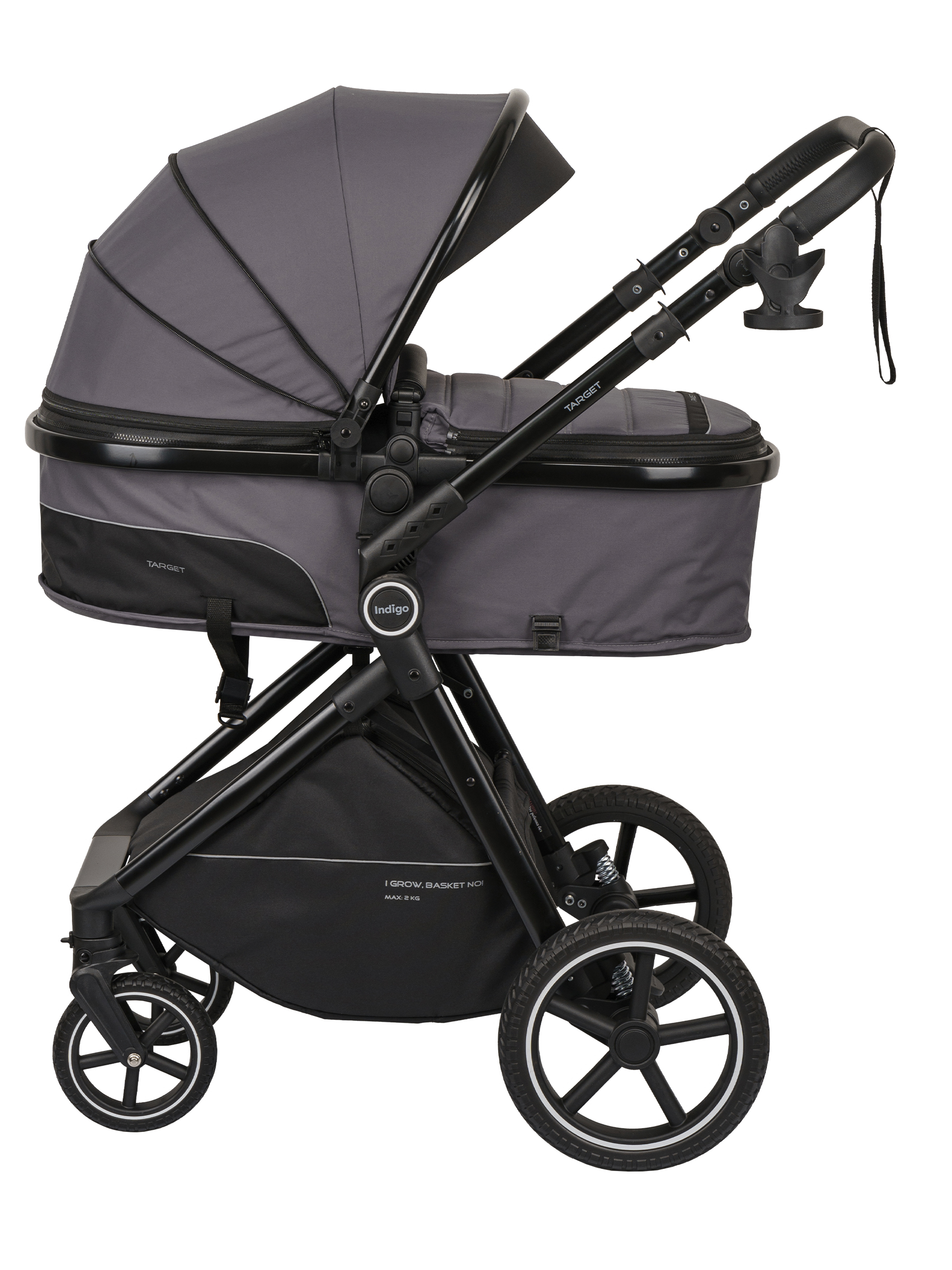 Коляска трансформер Indigo TARGET 3в1 серый - фото 17