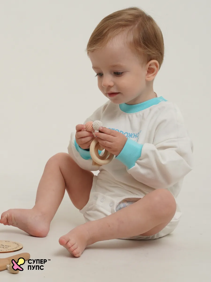 Боди Супер Пупс ромпер/молочный/голубоймилота - фото 18