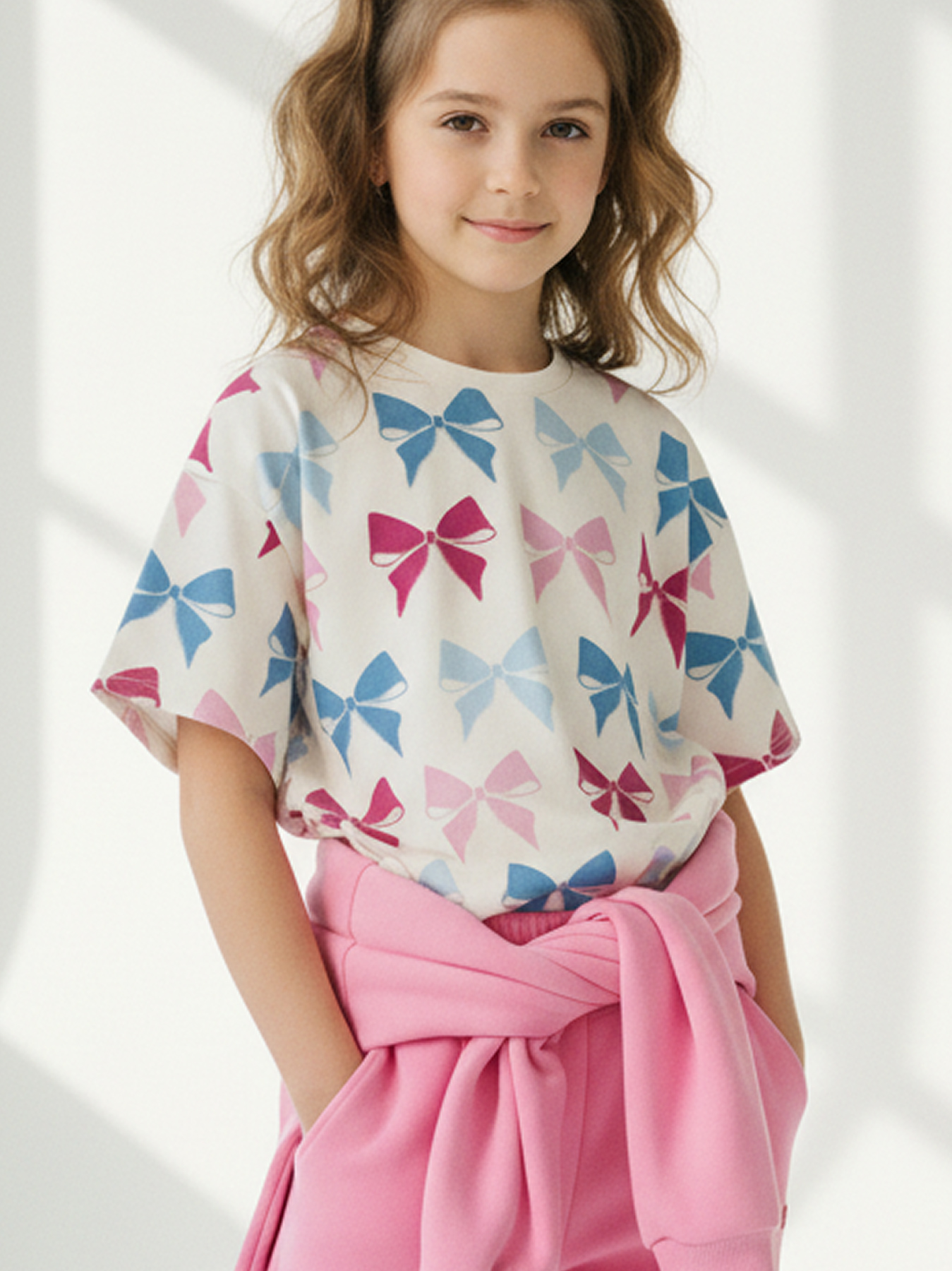 Изображение товара Футболка Bossa Nova 116 для девочек оверсайз из хлопка с оригинальным принтом