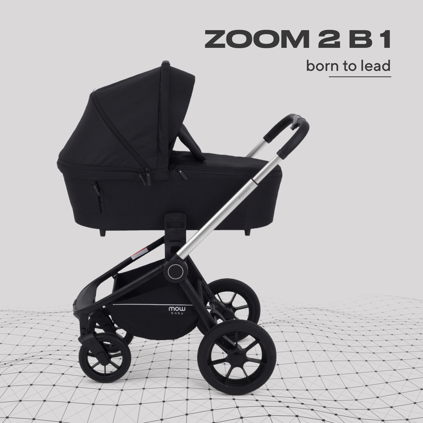 Изображение товара Коляска 2в1 MOWbaby Zoom 2в1 silver black Изображение товара Коляска 2в1 MOWbaby Zoom 2в1 silver black