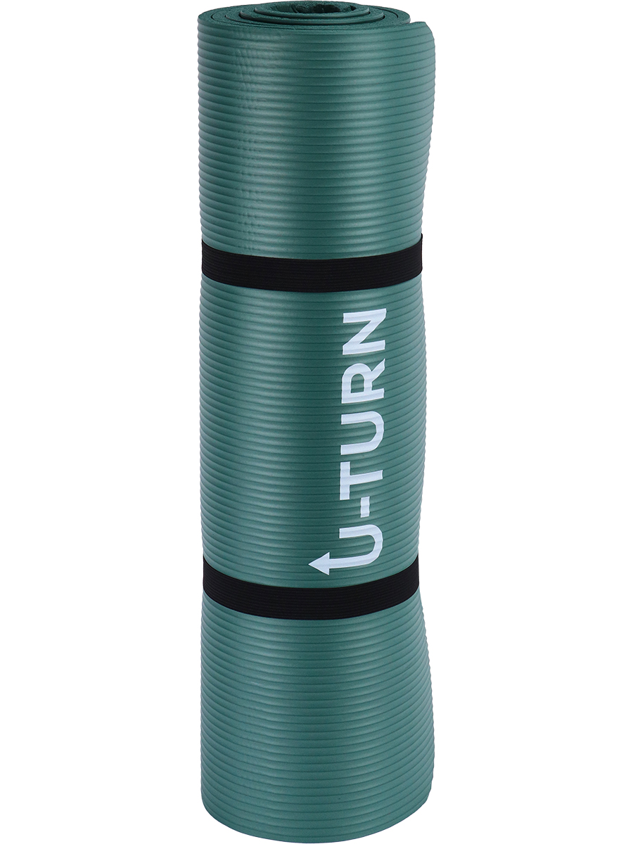 Коврик спортивный U-TURN для фитнеса и йоги тёмно-зелёный - фото 5