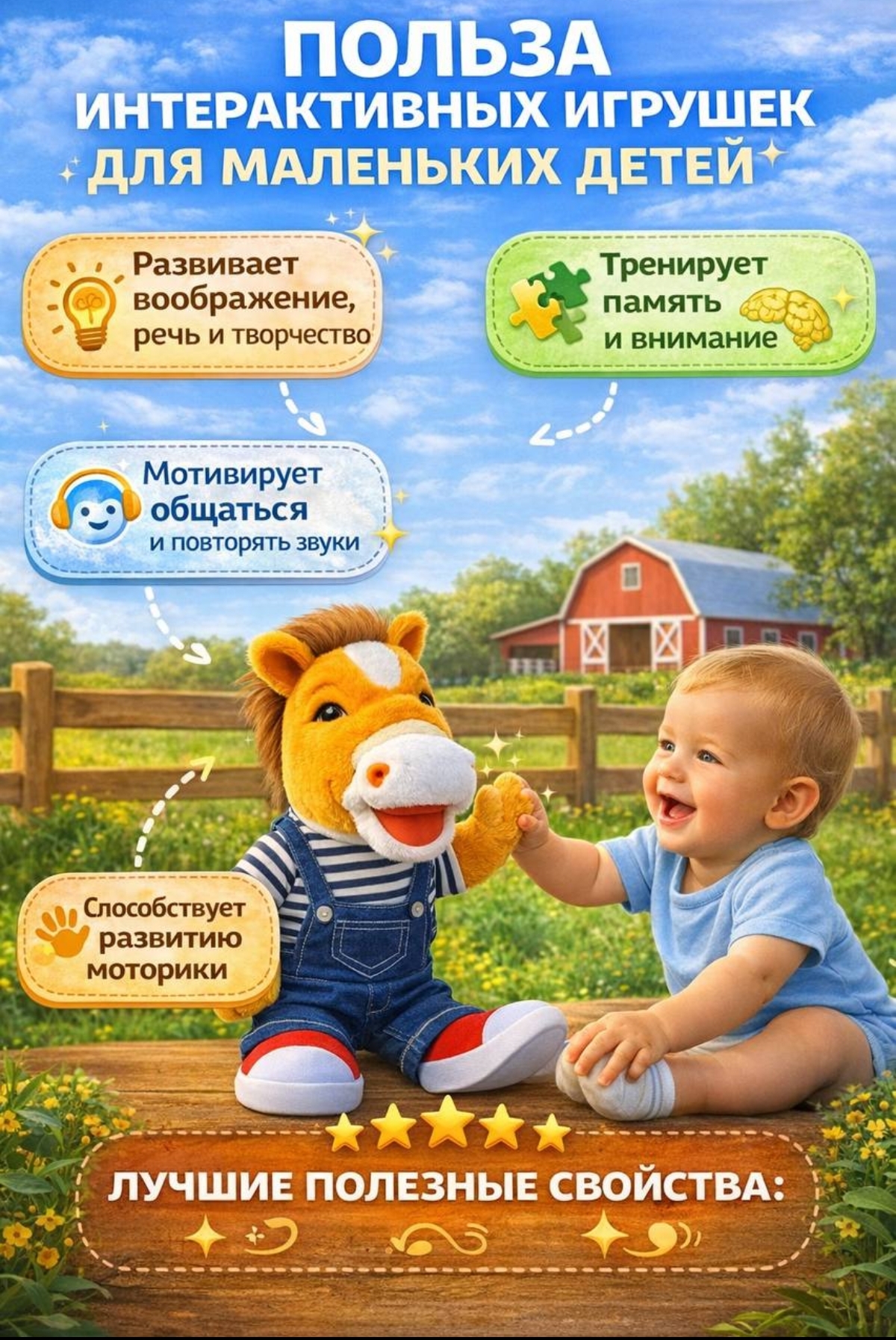 Мягкая игрушка BalaToys Лошадь танцующая и поющая - фото 3