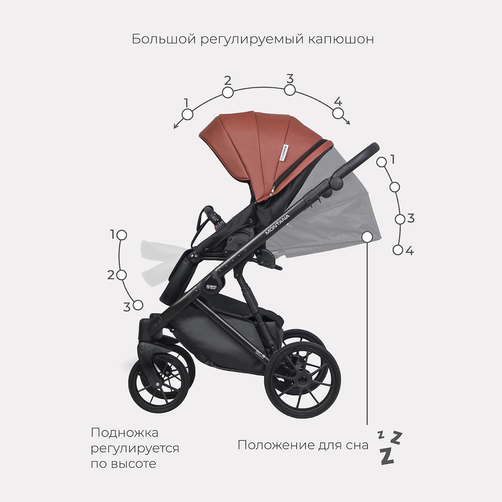 Коляска 3в1 Riko Basic бордовый - фото 6