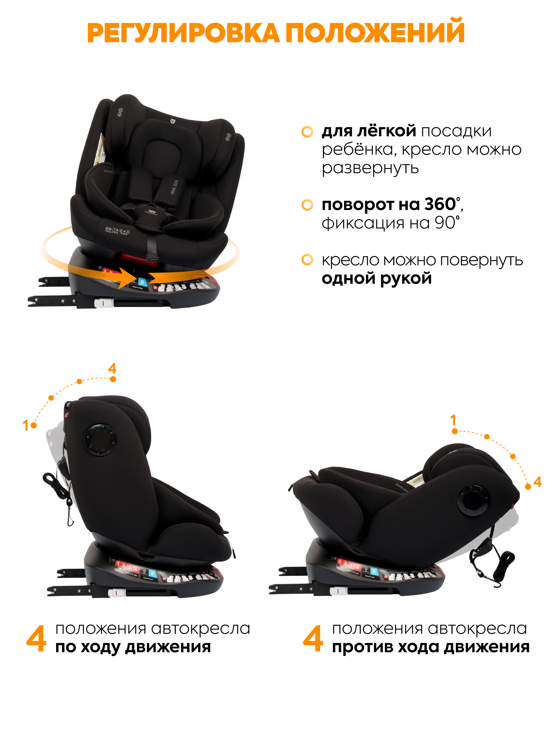 Автокресло JOVOLA Prime Isofix черный Isofix 0+/1/2/3 (0-36 кг) черный - фото 7