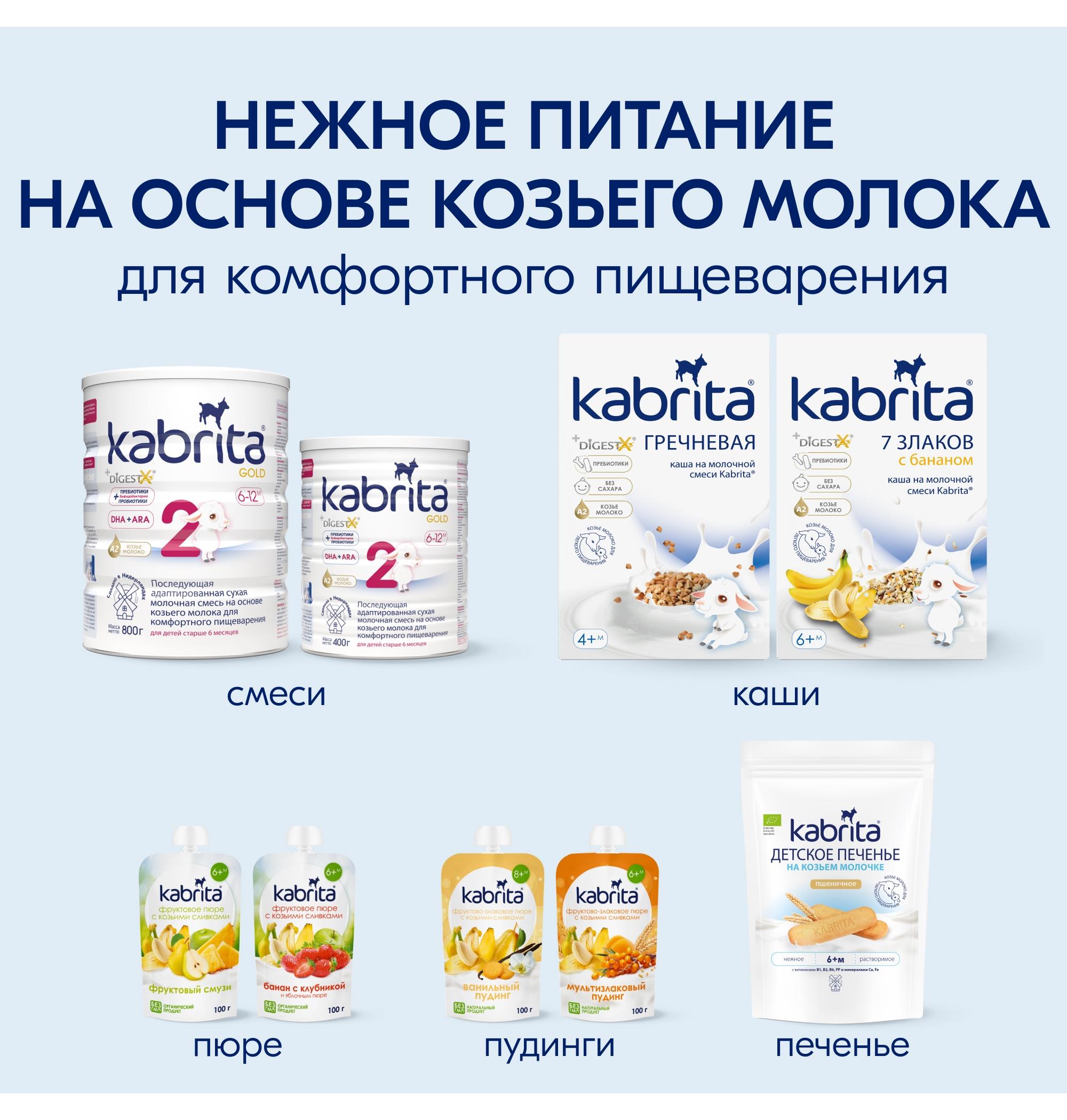 Каша молочная Kabrita 7 злаков на козьем молоке банан 180г с 6месяцев - фото 14