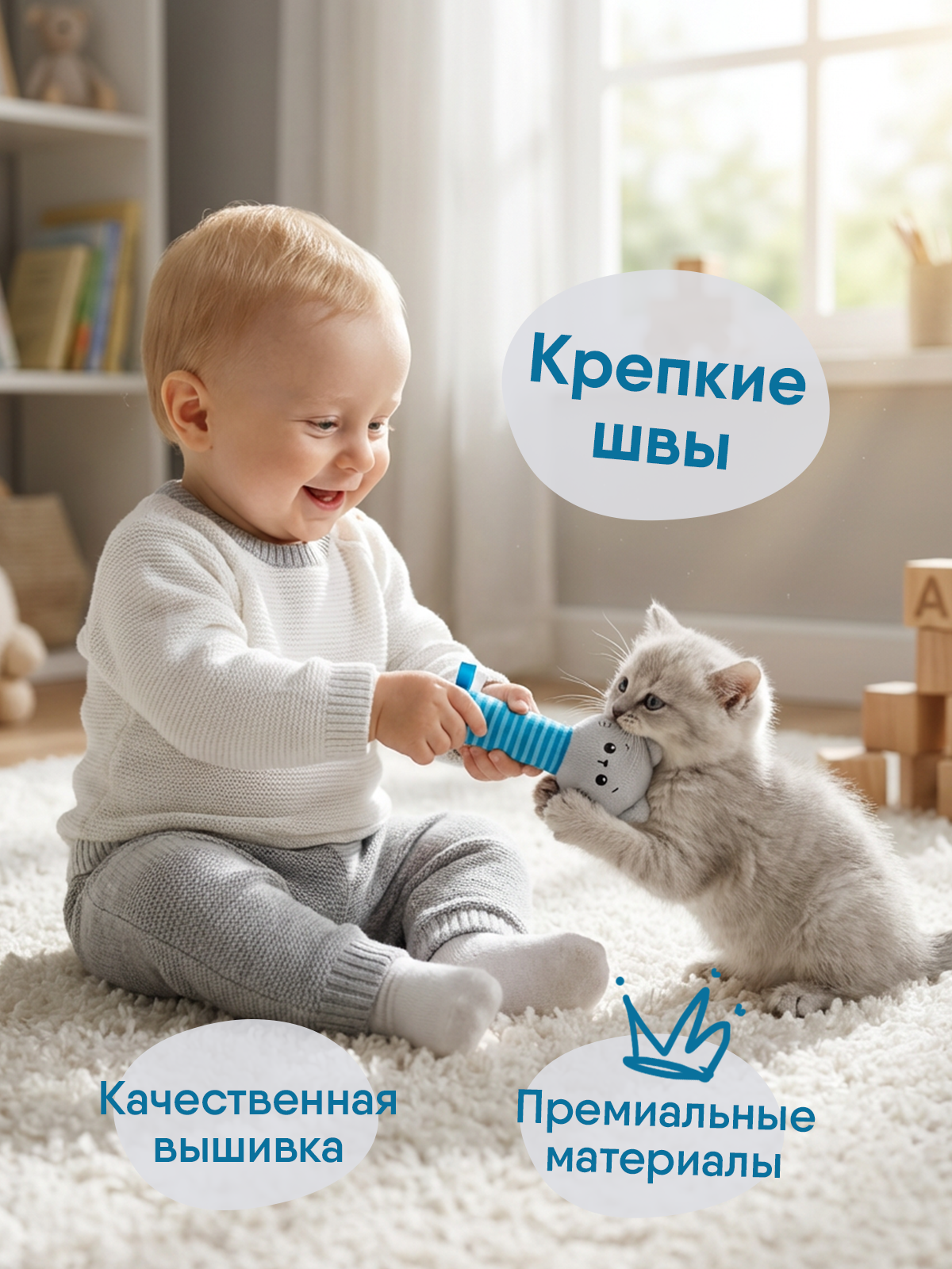 Игрушка Мякиши погремушка Котенок Кекс - фото 6