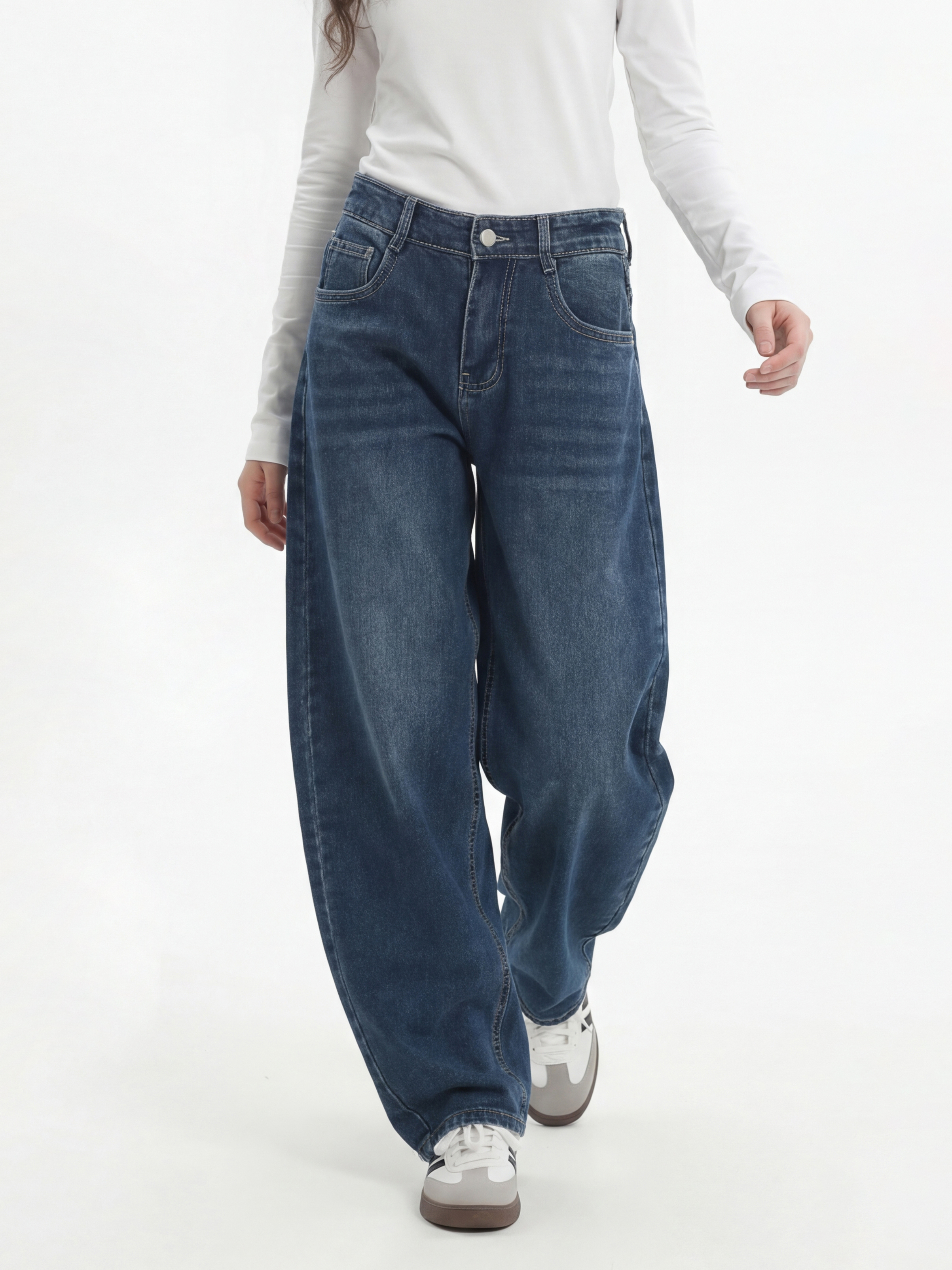 Изображение товара Джинсы-багги СИНИЙ МИР 146 Хлопок, кнопка/молния Изображение товара Джинсы-багги СИНИЙ МИР 146 Хлопок, кнопка/молния