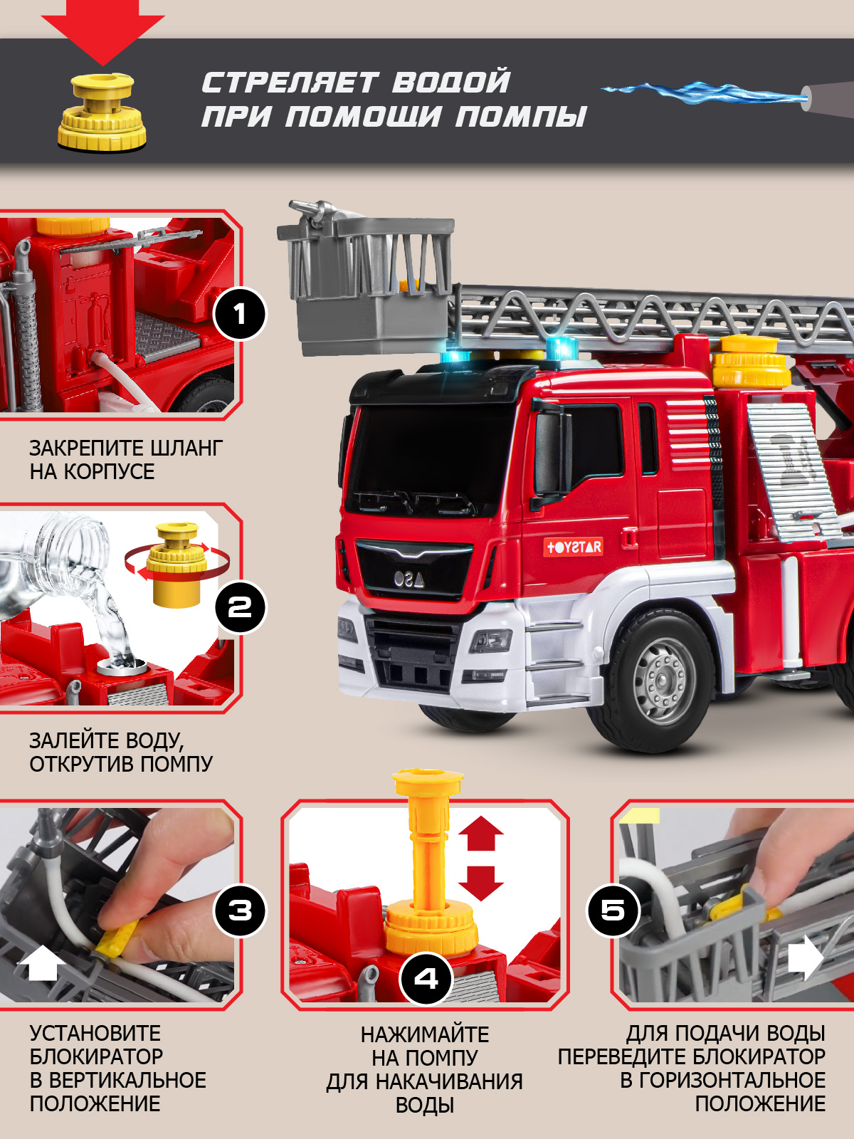 Пожарная машина AUTODRIVE с водой JB0405098 - фото 2