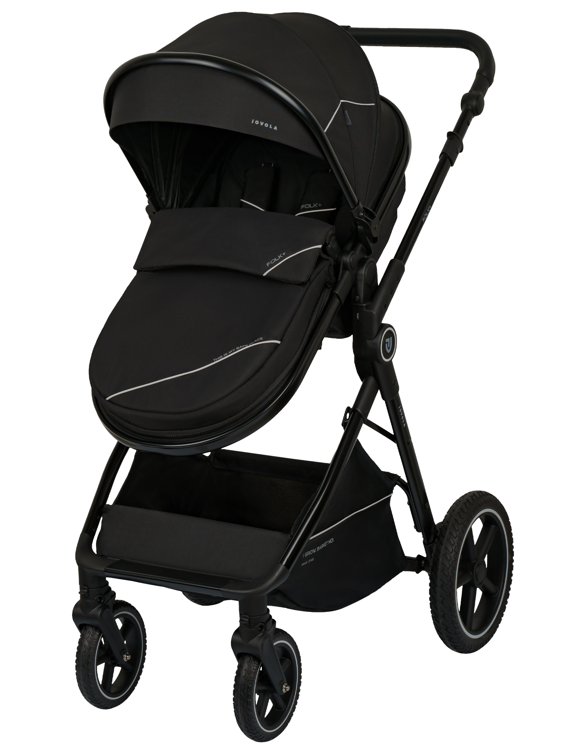 Коляска трансформер JOVOLA Folk+ 3в1 черный - фото 20