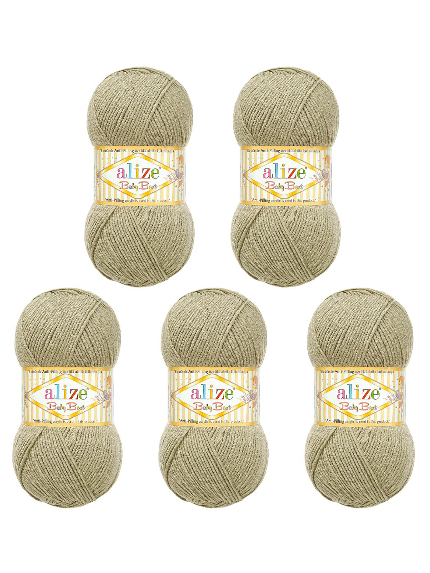 Пряжа для вязания Alize baby best бамбук акрил с эффектом антипиллинг 100 г 240 м 138 оливковый 5 мотков - фото 5
