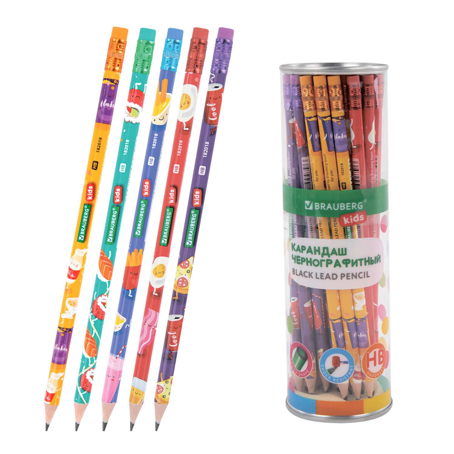Карандаши чернографитные Brauberg 1 шт. в ассортименте - фото 1
