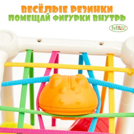 Сортер GRACE HOUSE кубик с резинками и пирамидкой