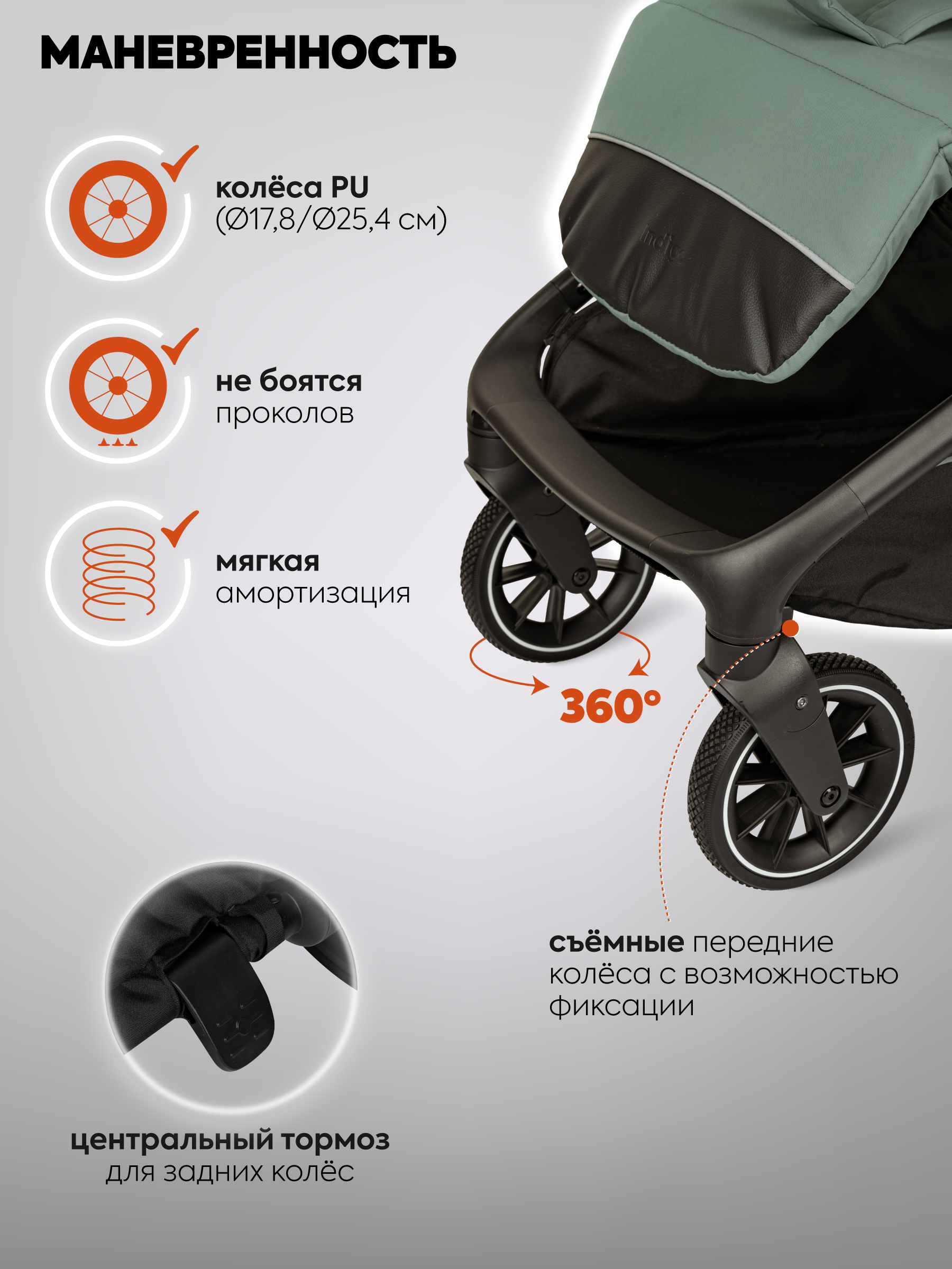 Коляска прогулочная Indigo Wind с автосложением, зеленый - фото 8